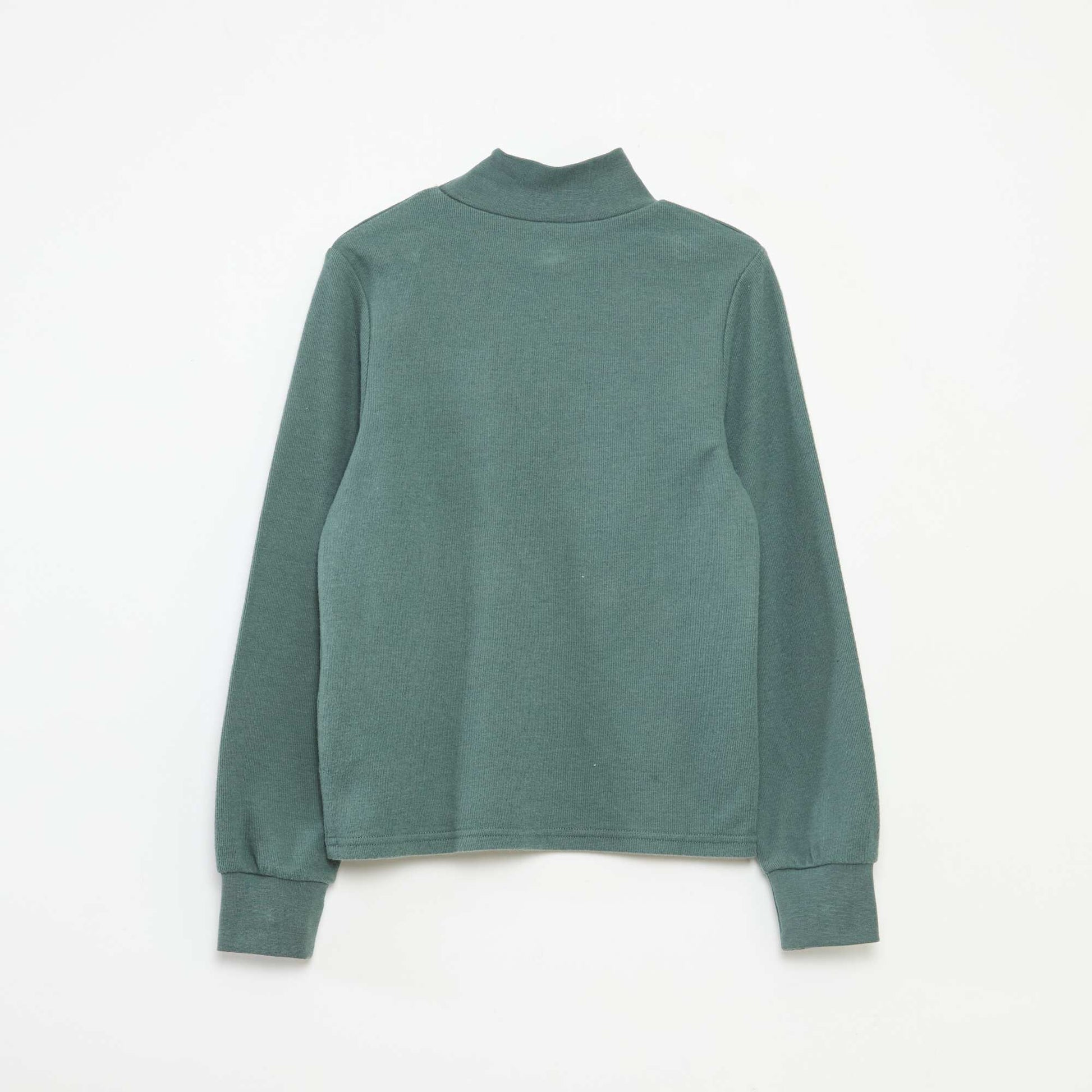 Sous pull avec broderie en coton uni VERT