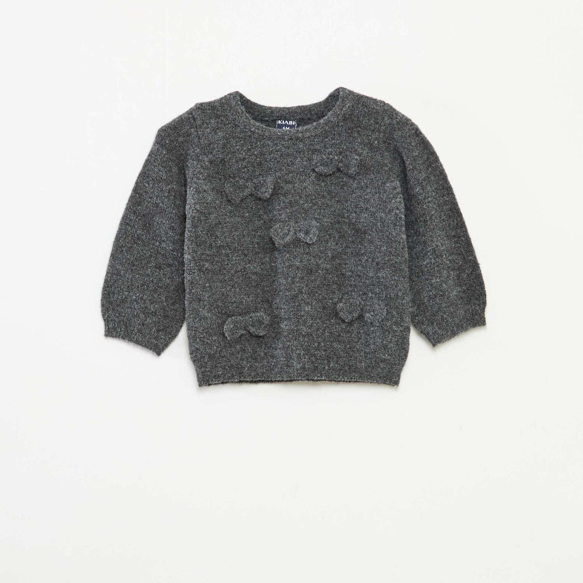 Pull col rond avec nœuds uni GRIS