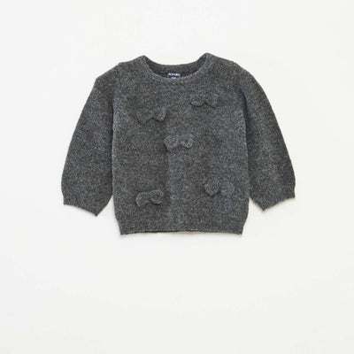 Pull col rond avec nœuds uni GRIS