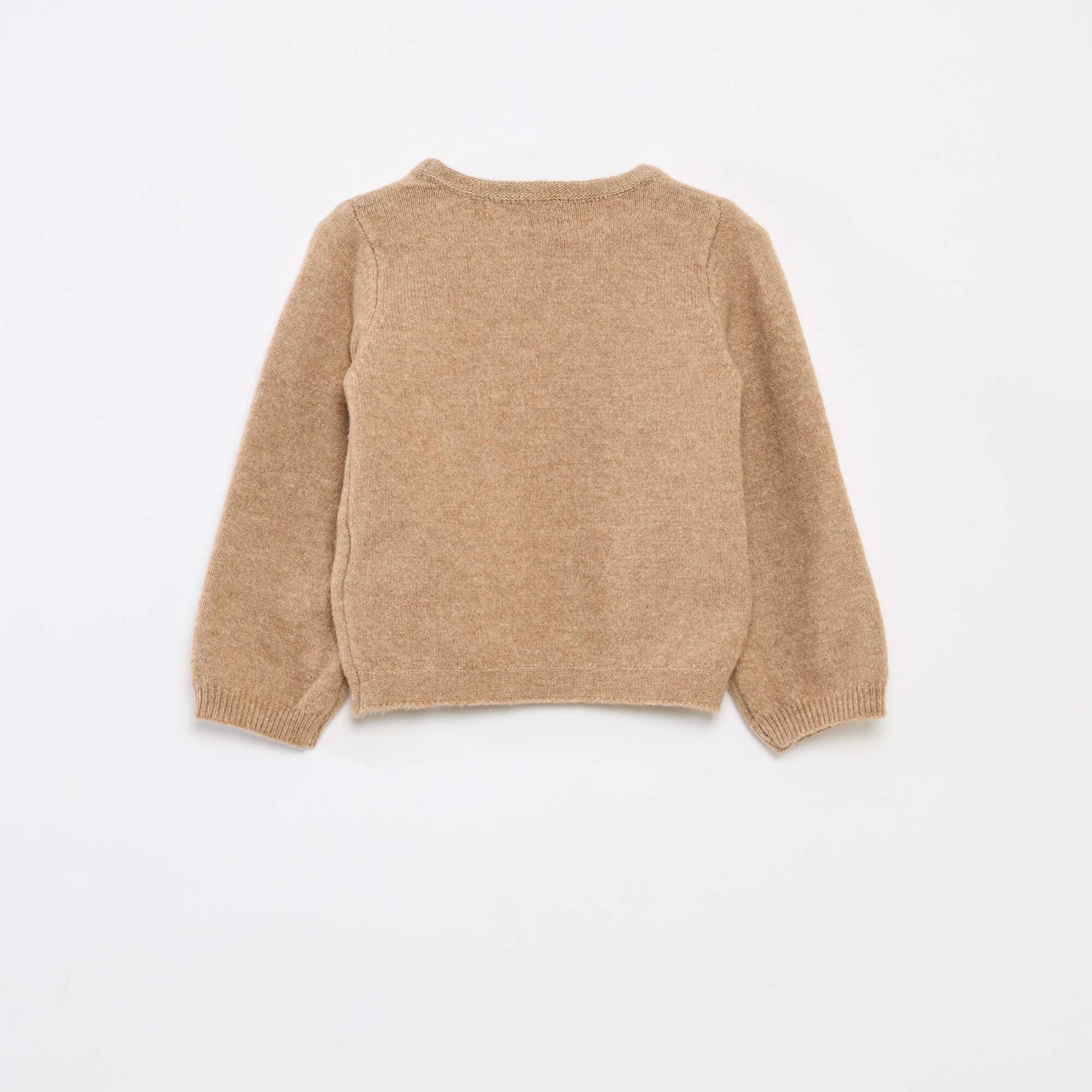 Pull col rond avec nœuds uni BEIGE