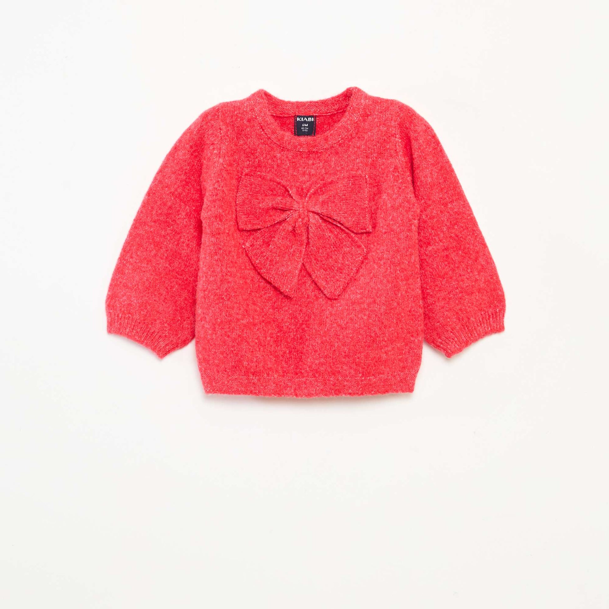 Pull col rond avec nœuds uni ROUGE