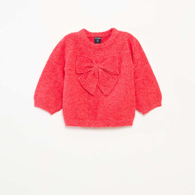 Pull col rond avec nœuds uni ROUGE