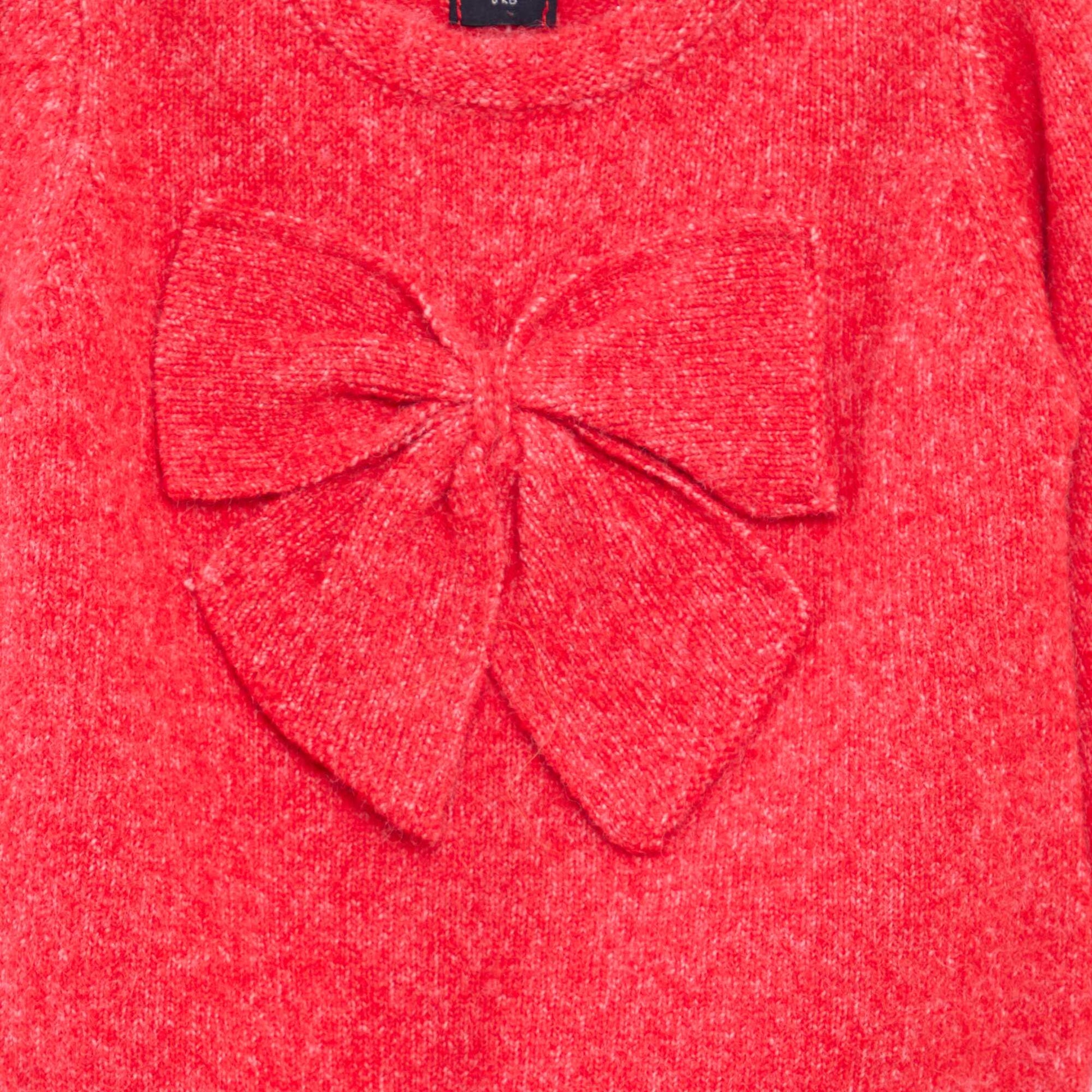 Pull col rond avec nœuds uni ROUGE
