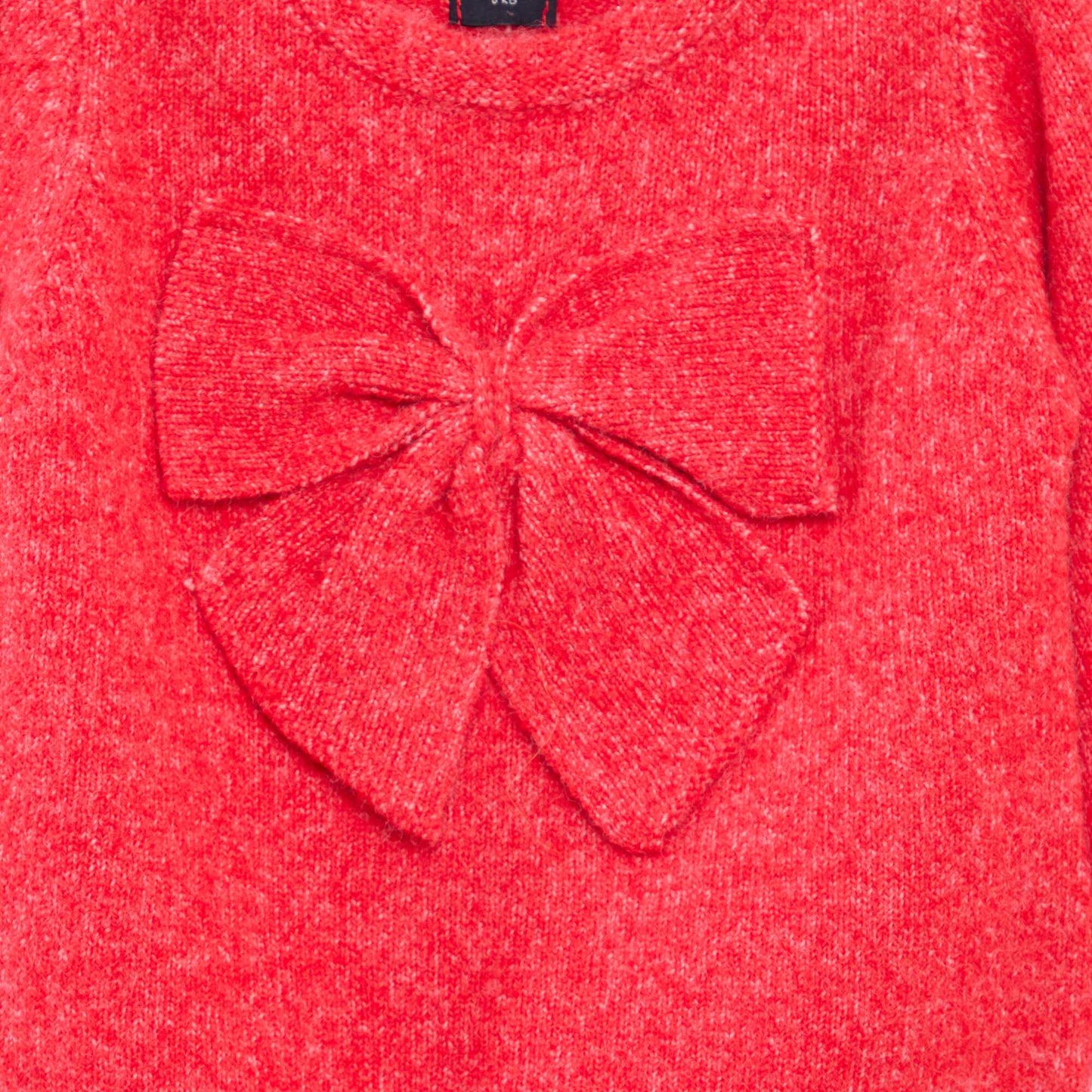 Pull col rond avec nœuds uni ROUGE