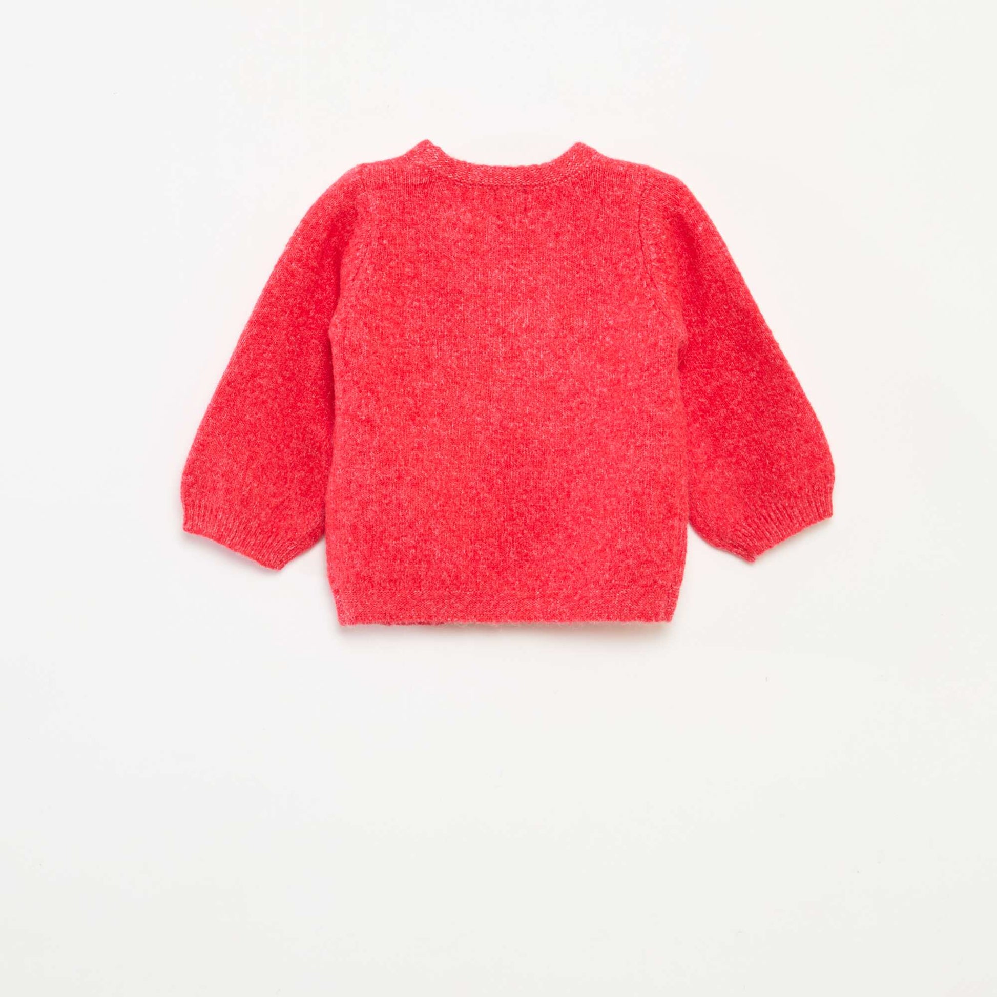 Pull col rond avec nœuds uni ROUGE
