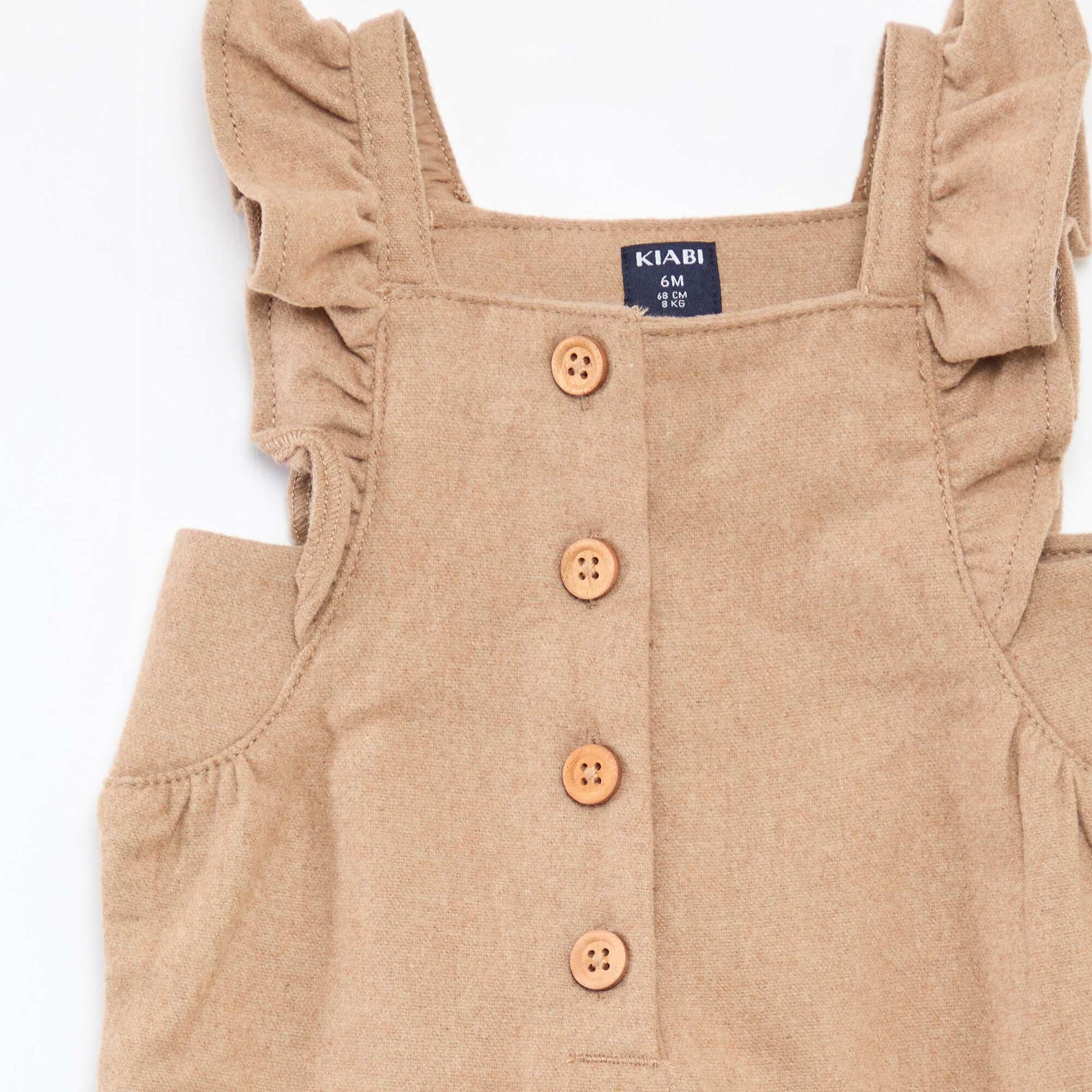Combinaison longue en flanelle de coton MARRON