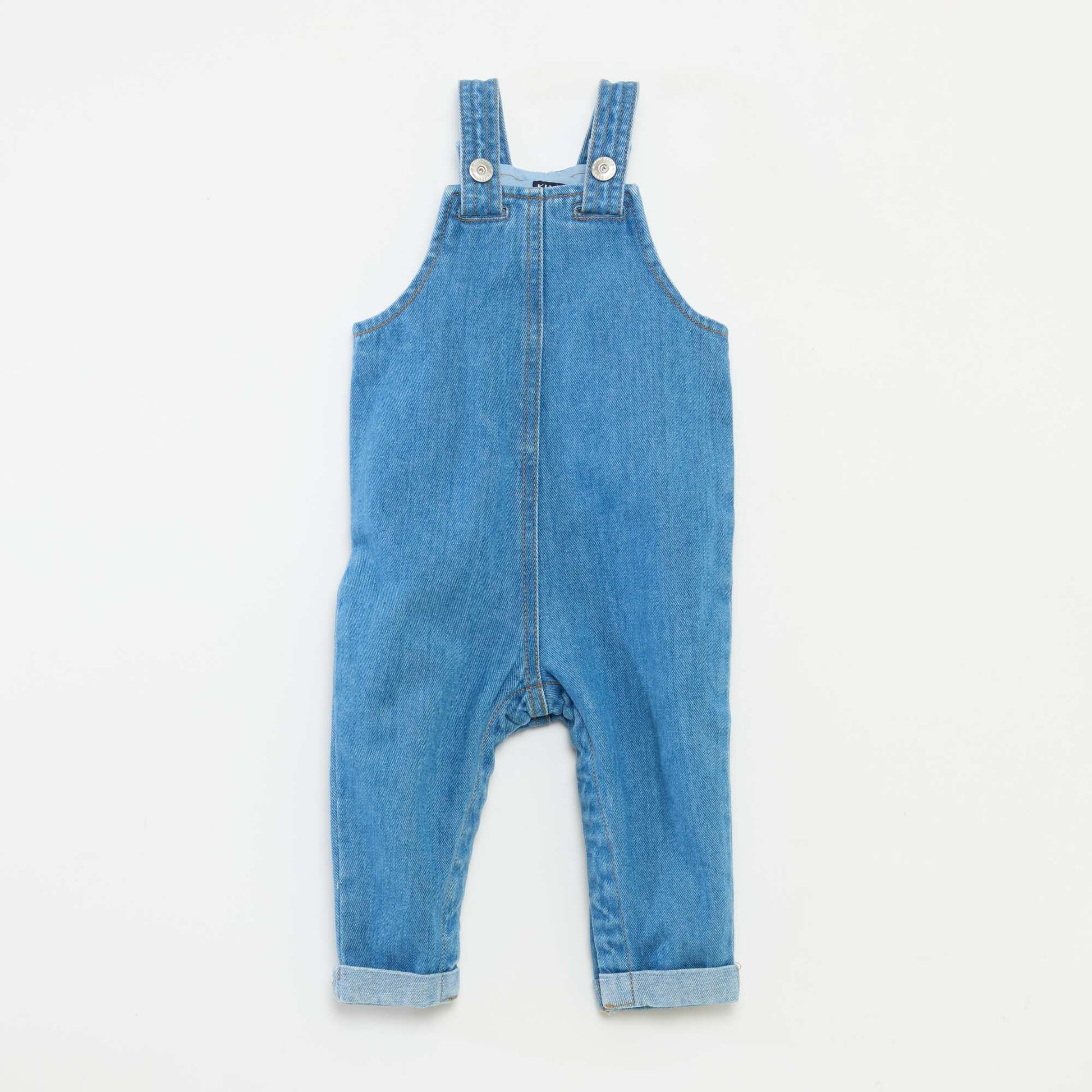 Salopette denim boule en coton BLEU