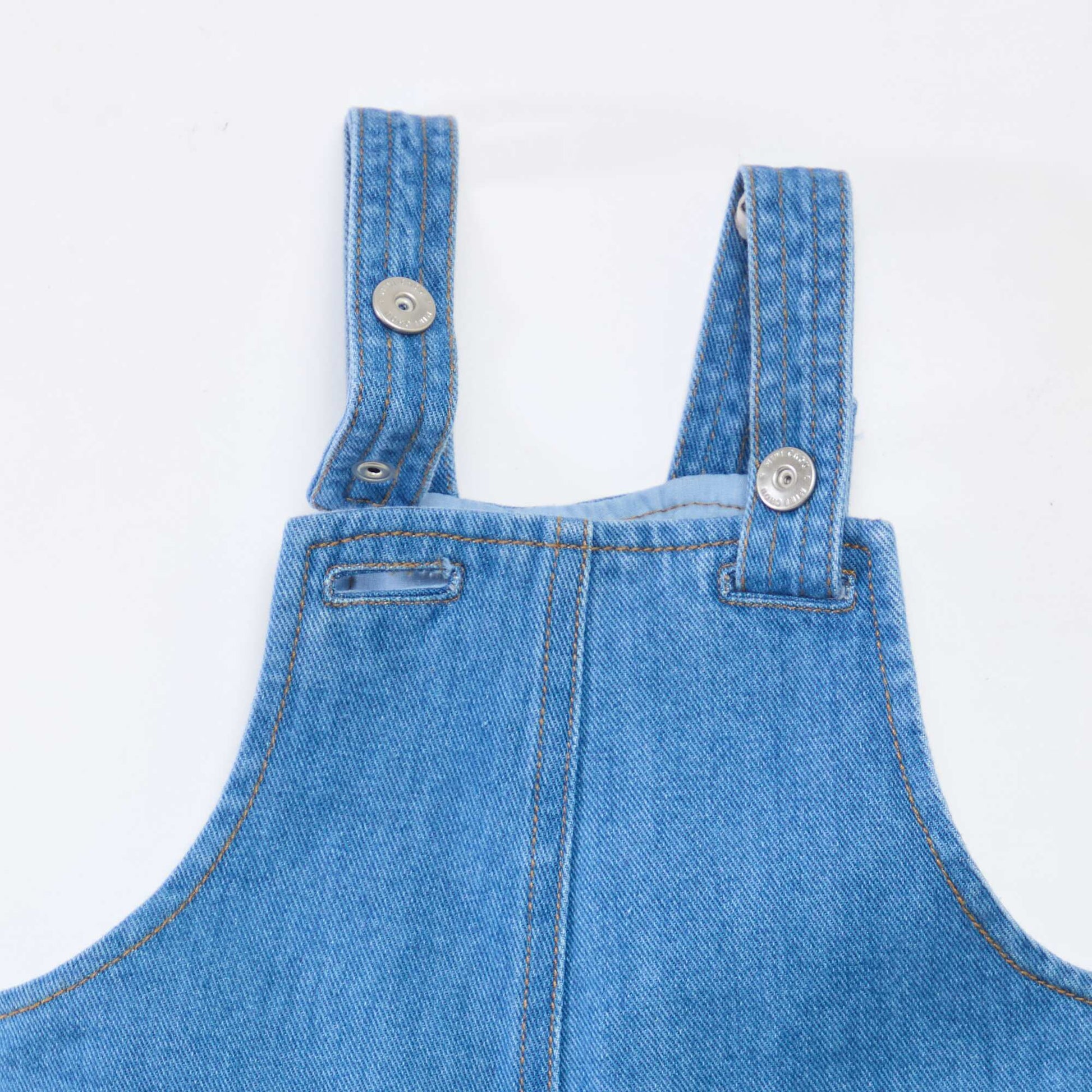Salopette denim boule en coton BLEU