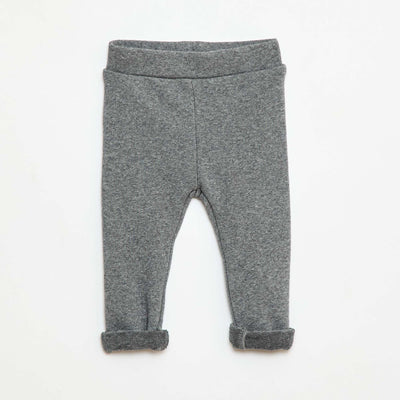 Legging tricot gratté en coton uni GRIS