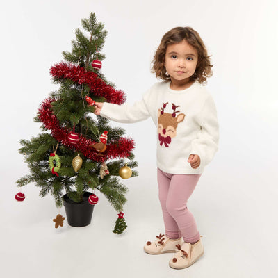 Legging tricot gratté en coton uni ROSE
