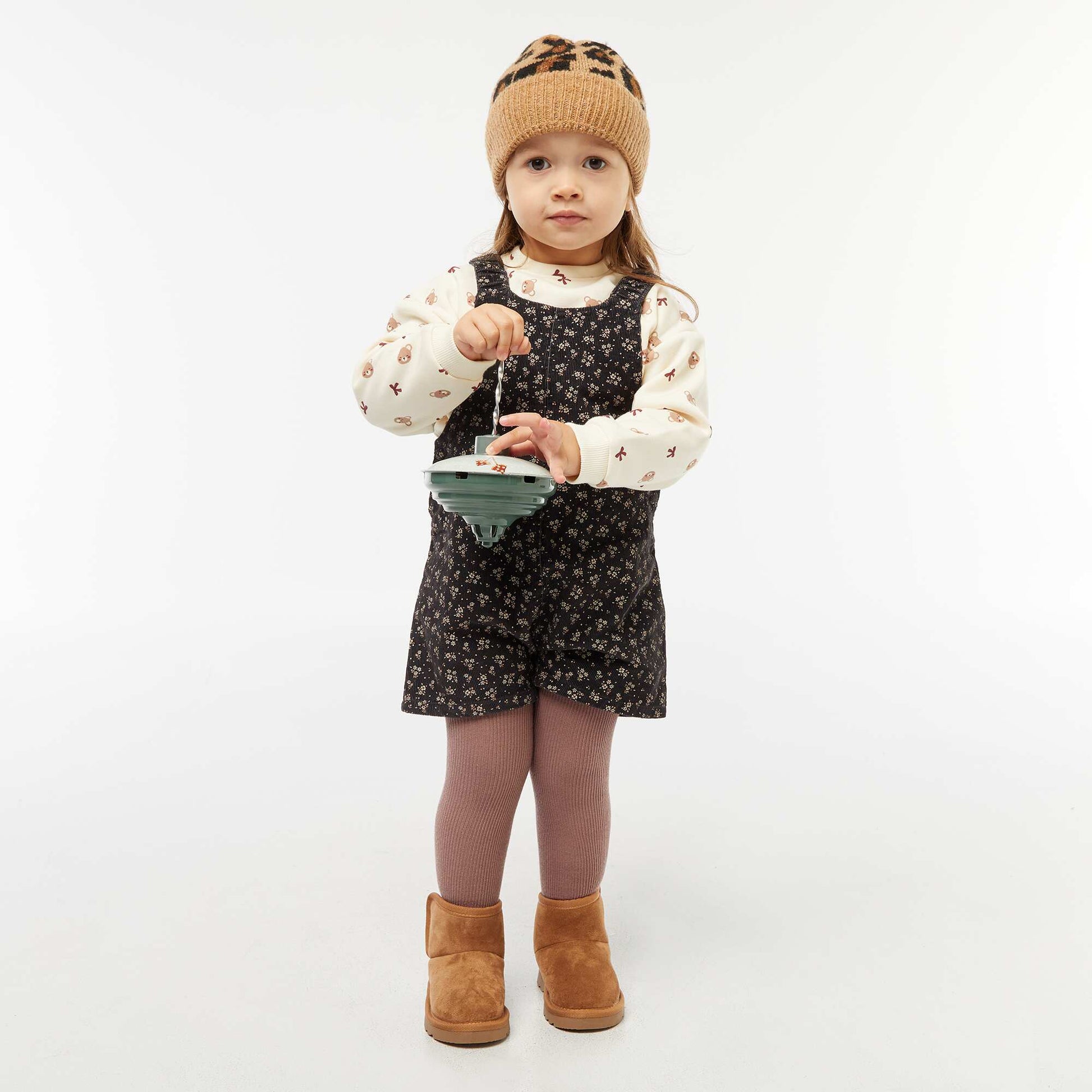 Salopette short imprimé en velours GRIS