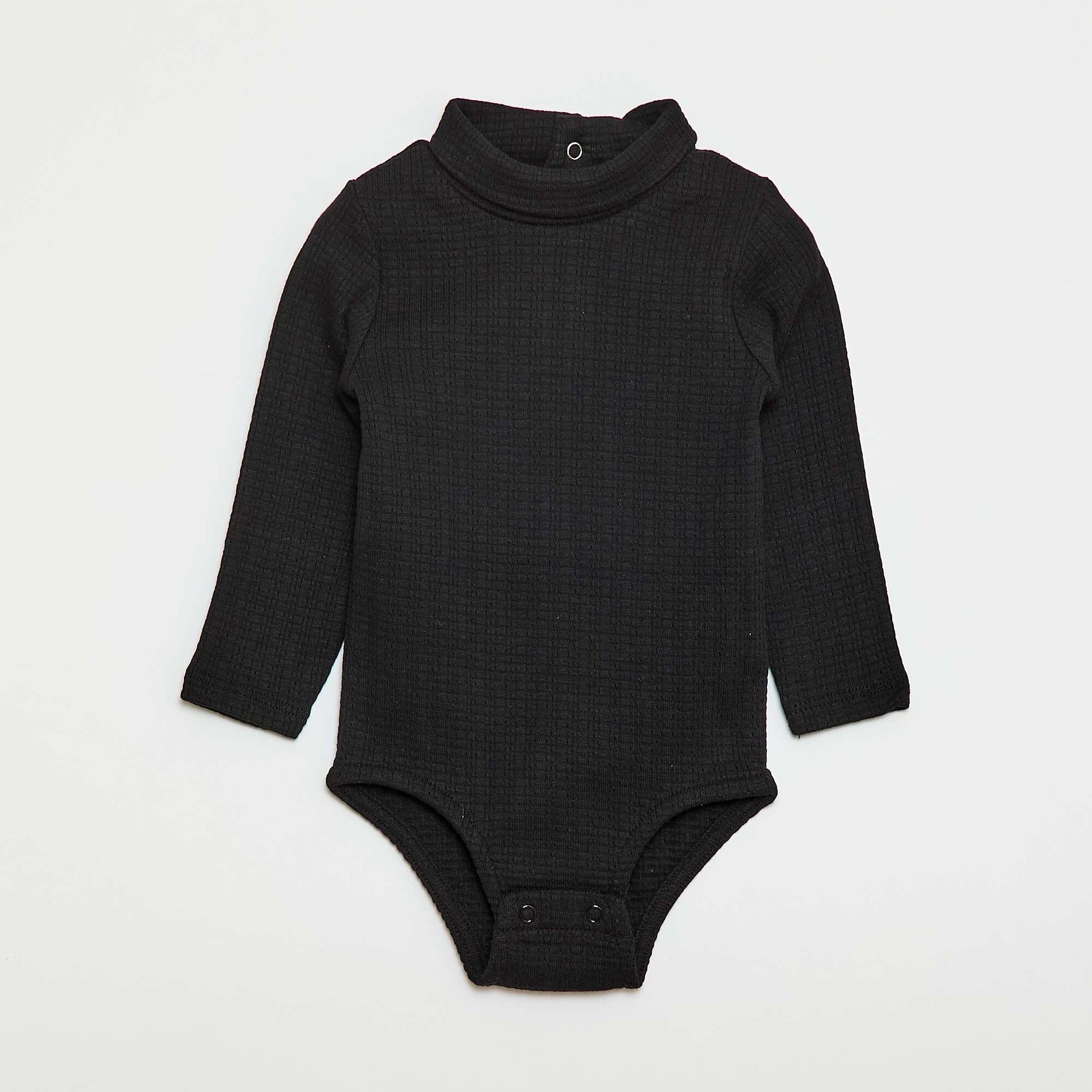 Body en maille pointelle avec col montant NOIR