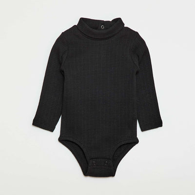 Body en maille pointelle avec col montant NOIR