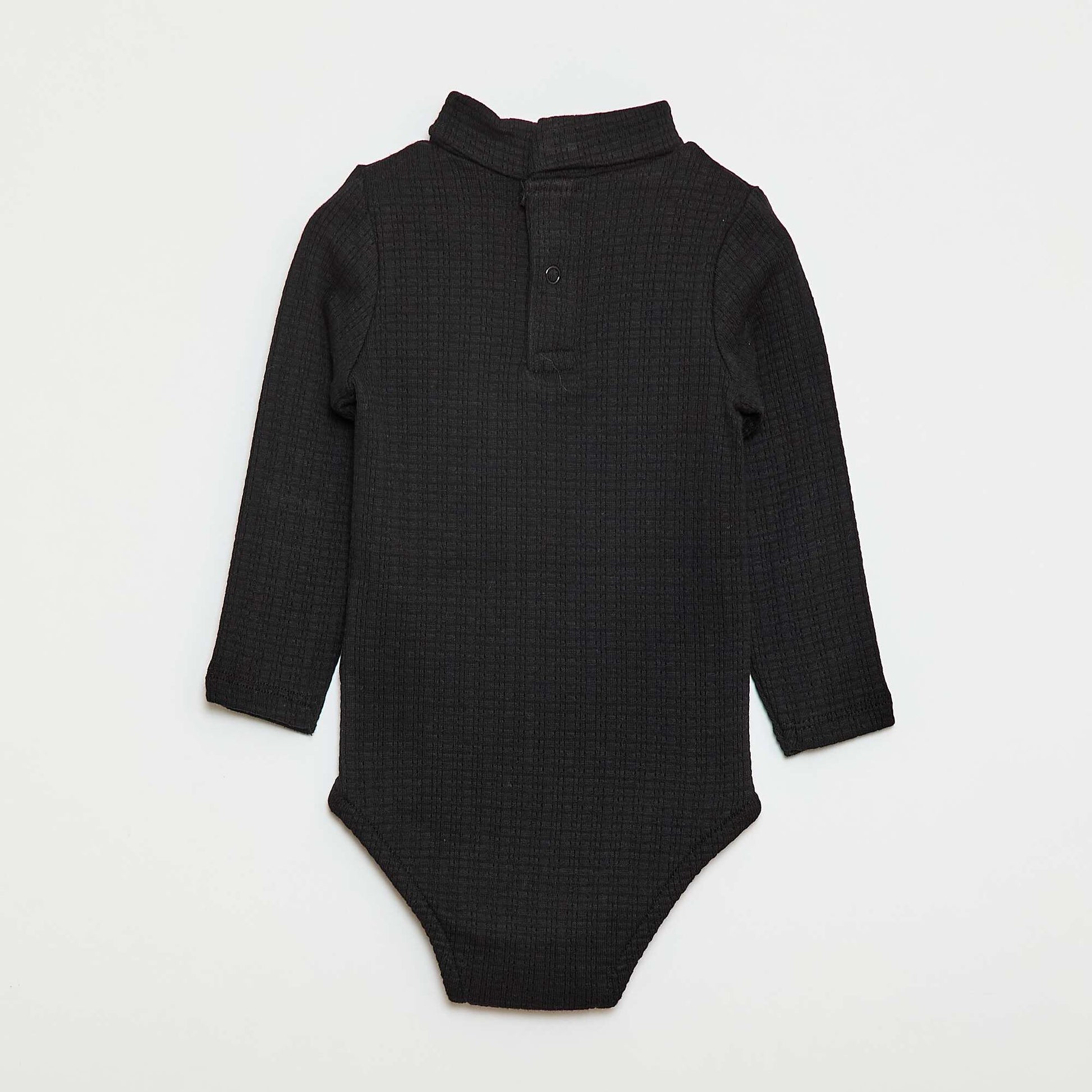 Body en maille pointelle avec col montant NOIR