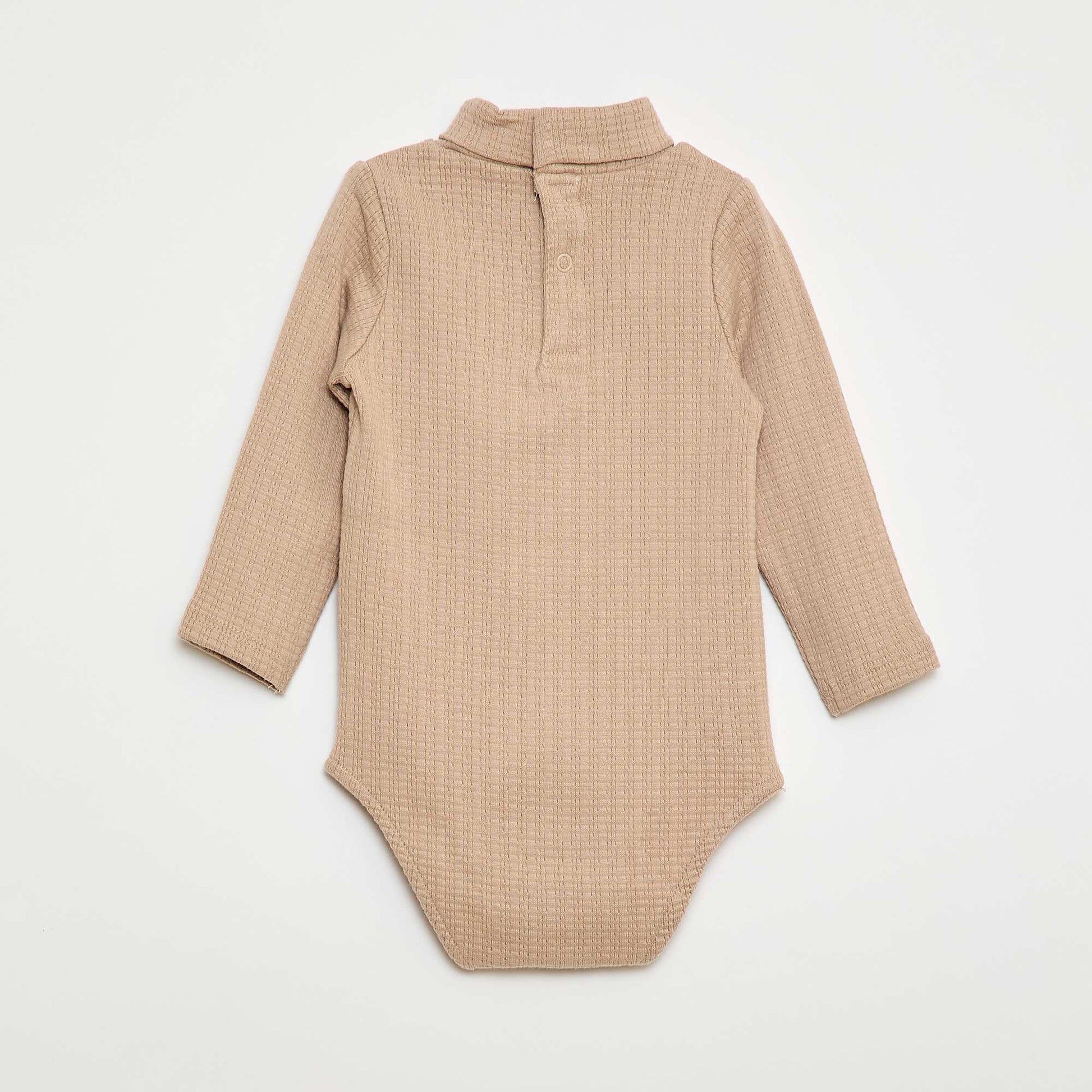 Body en maille pointelle avec col montant BEIGE