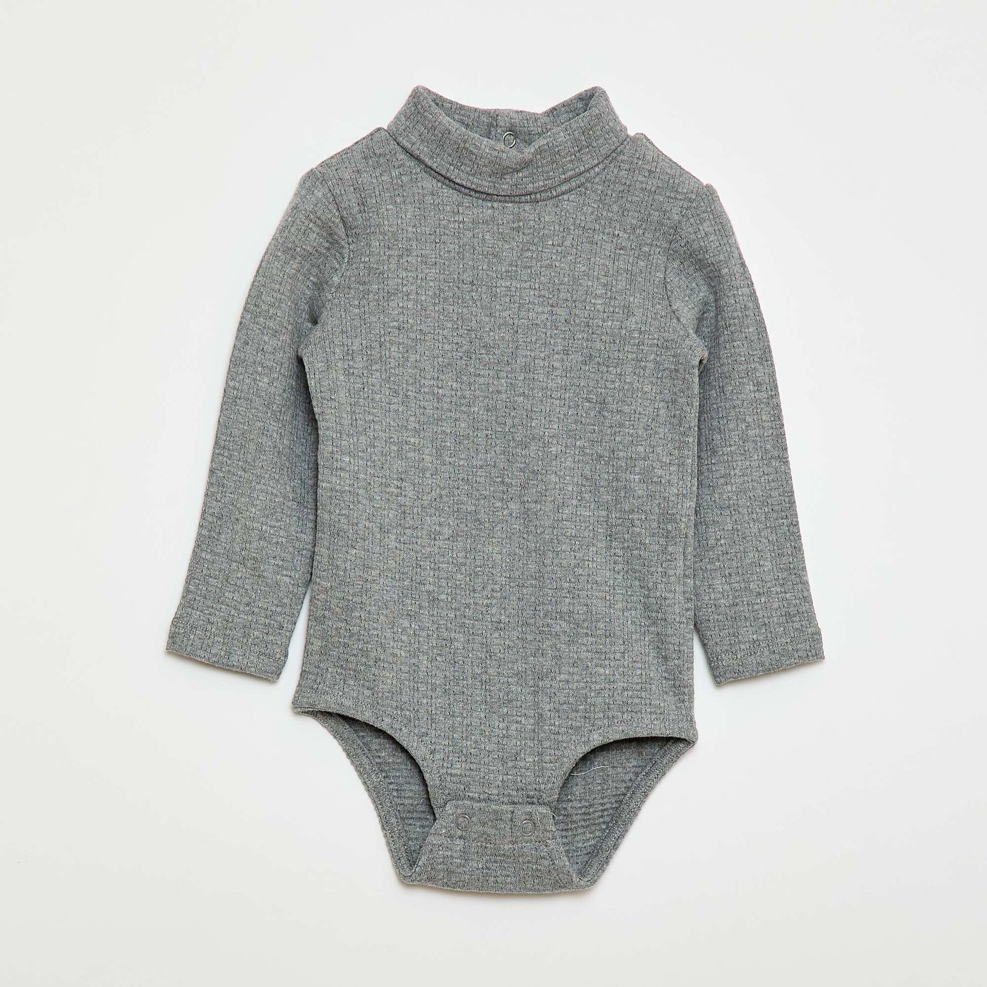 Body en maille pointelle avec col montant GRIS