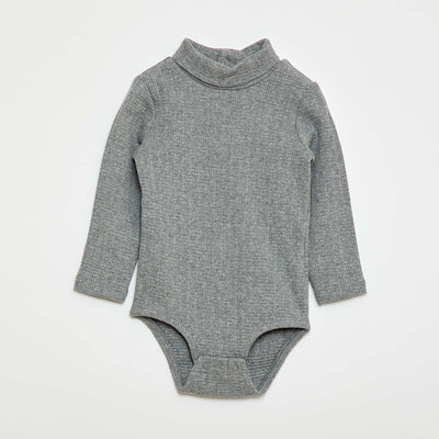 Body en maille pointelle avec col montant GRIS