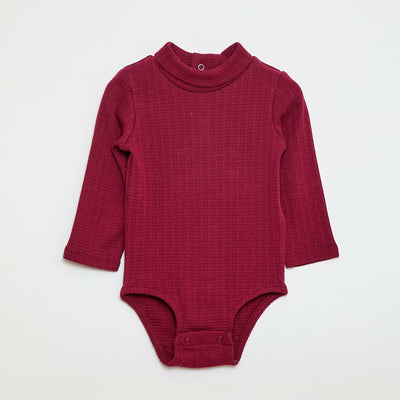Body en maille pointelle avec col montant ROUGE