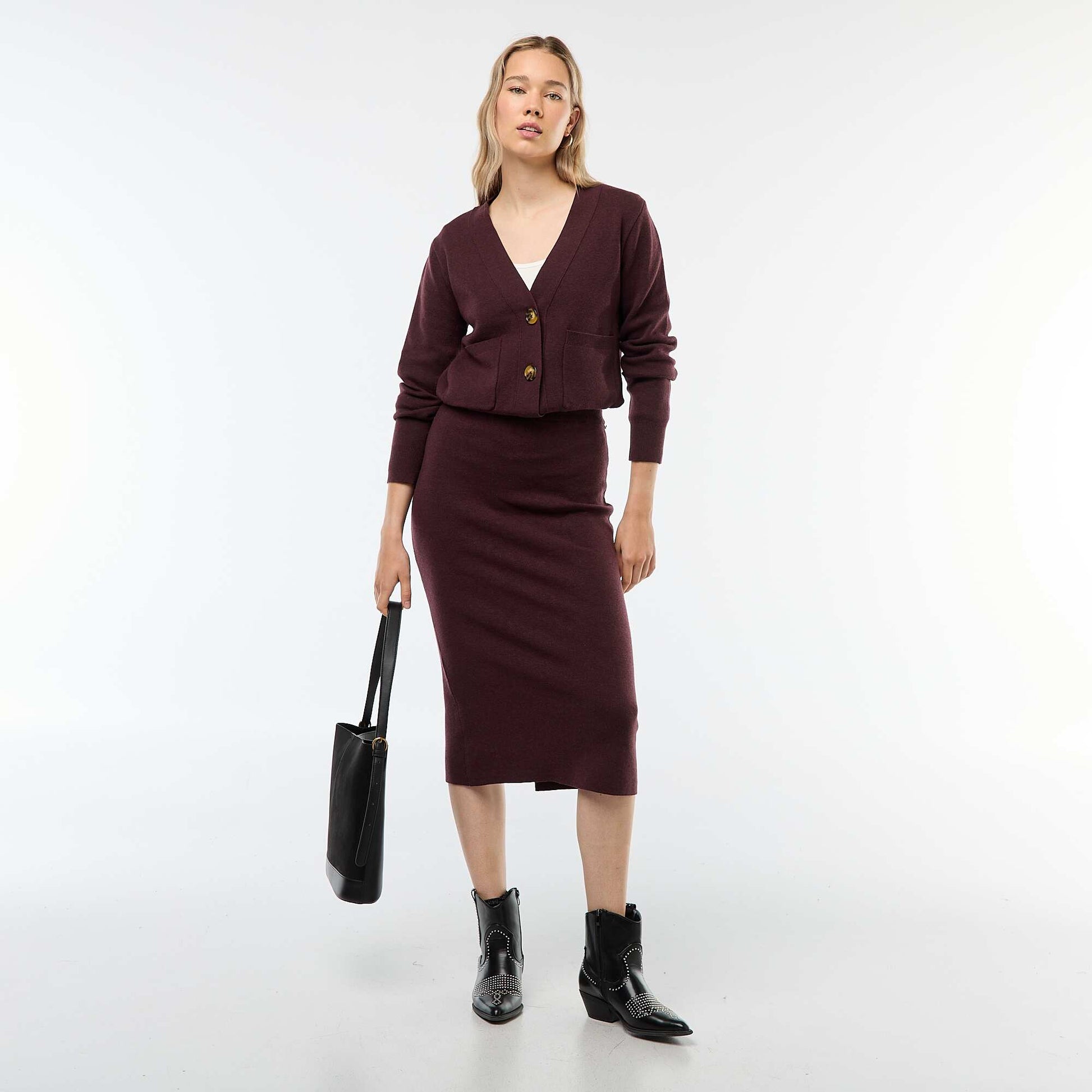 Gilet cardigan en tricot ottoman PRUNE