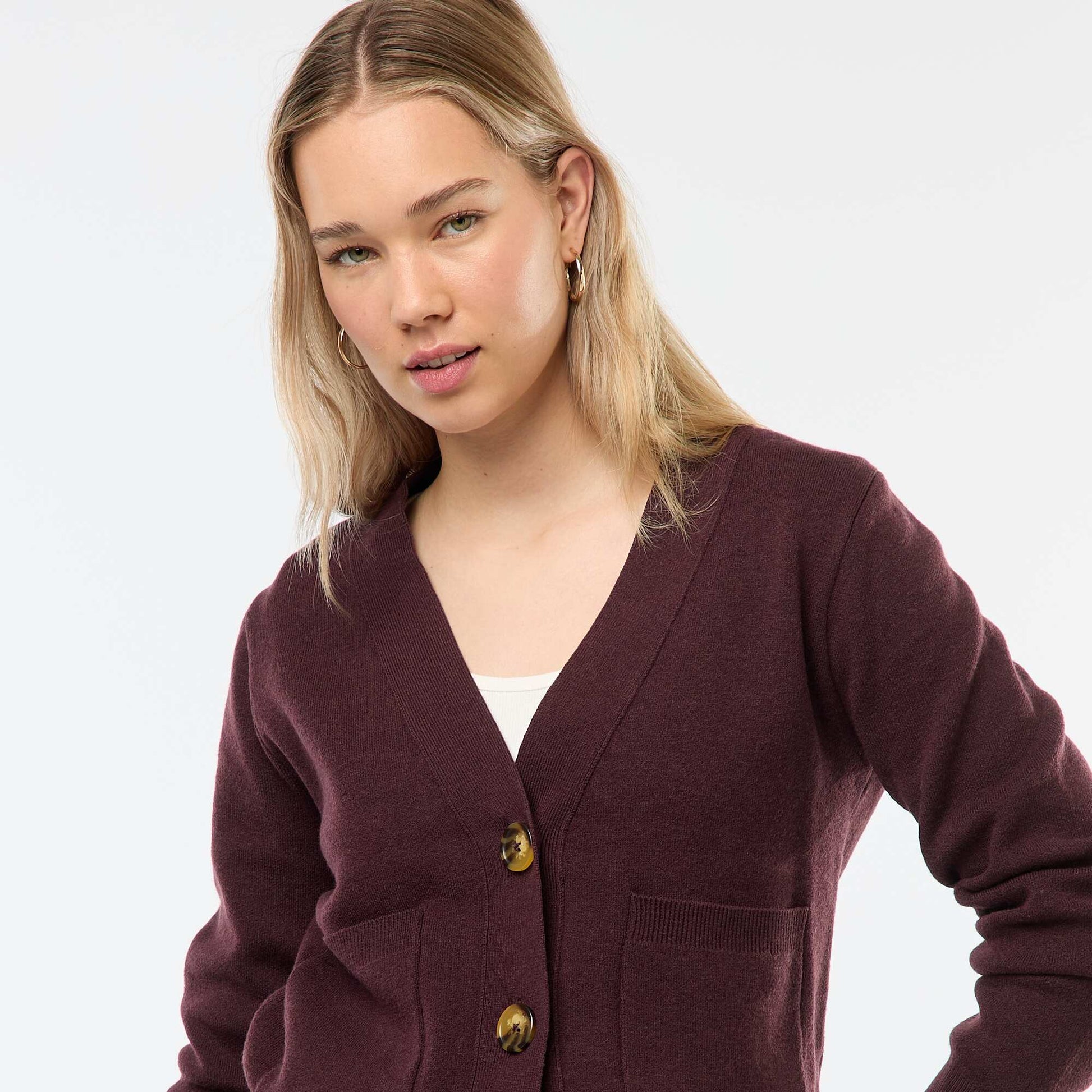 Gilet cardigan en tricot ottoman PRUNE