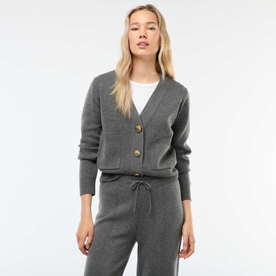 Gilet cardigan en tricot ottoman GRIS