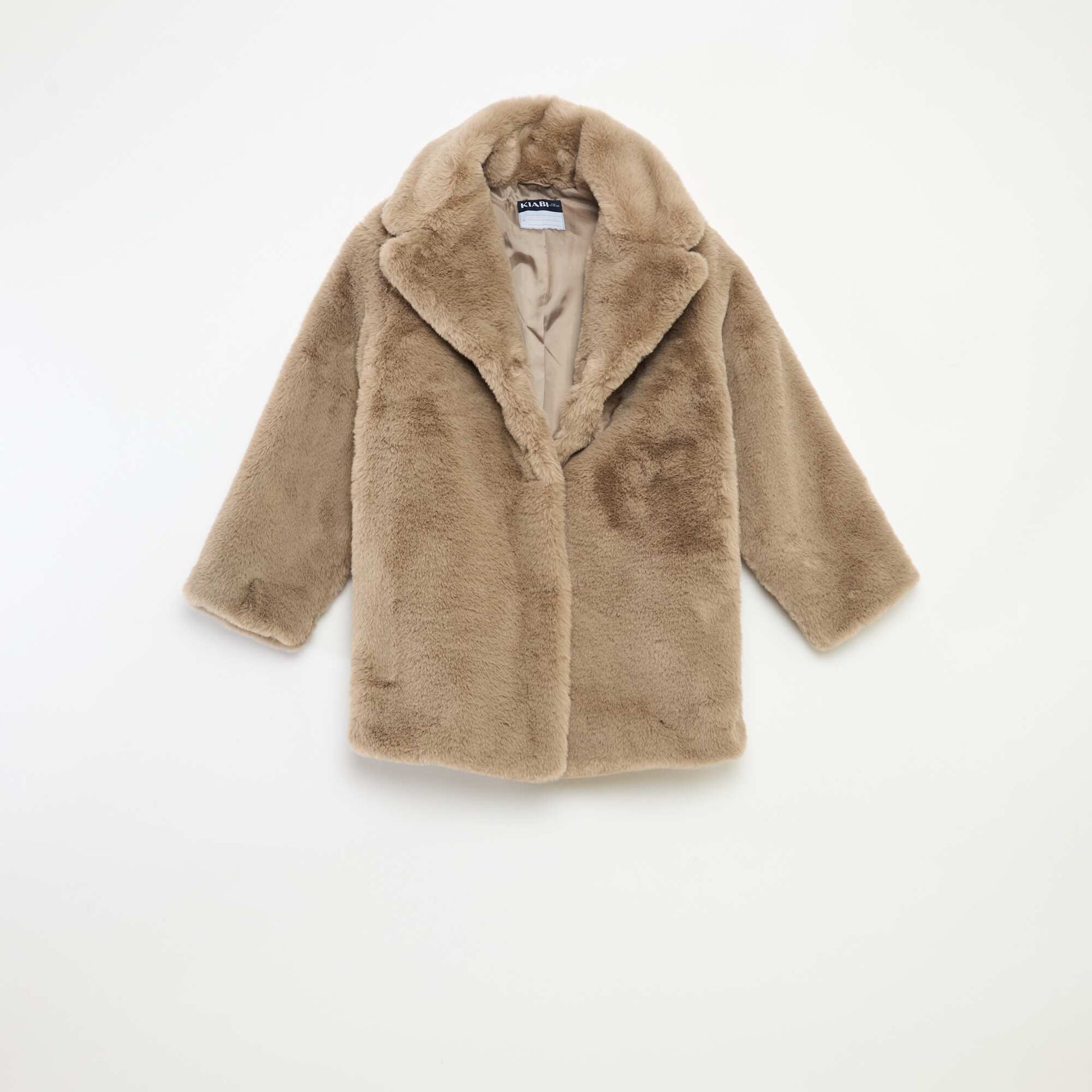 Manteau long chaud effet pelucheux GRIS