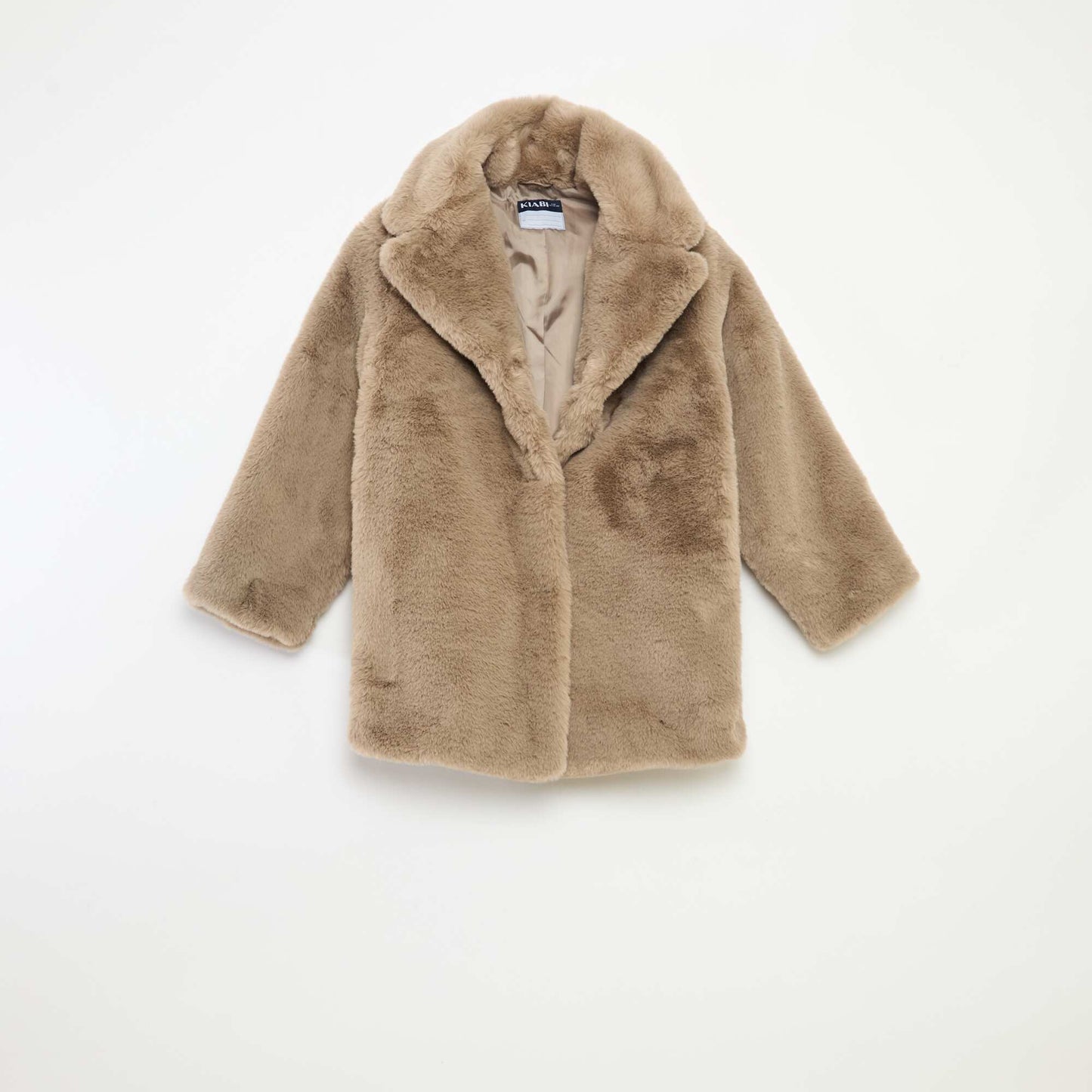Manteau long chaud effet pelucheux GRIS
