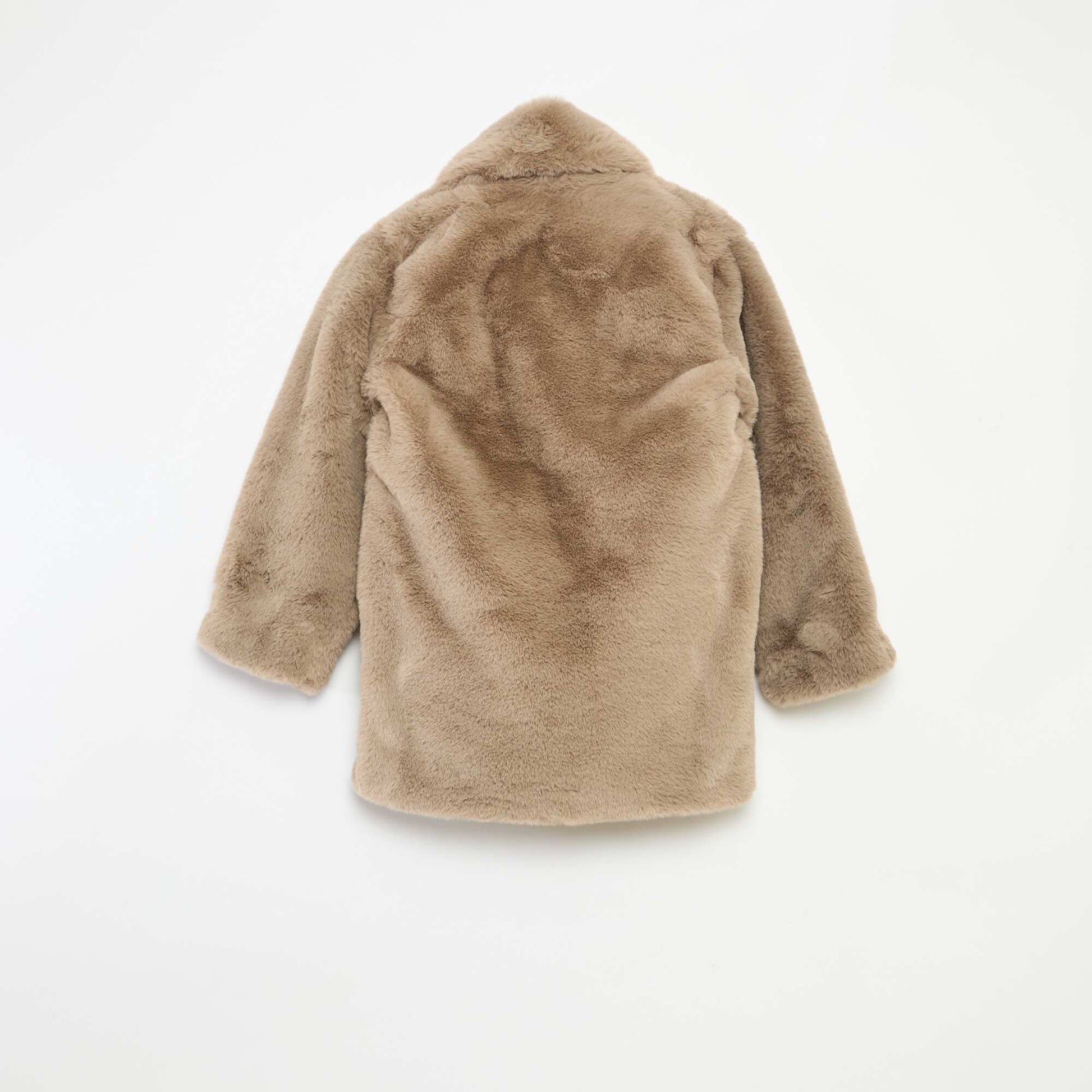 Manteau long chaud effet pelucheux GRIS