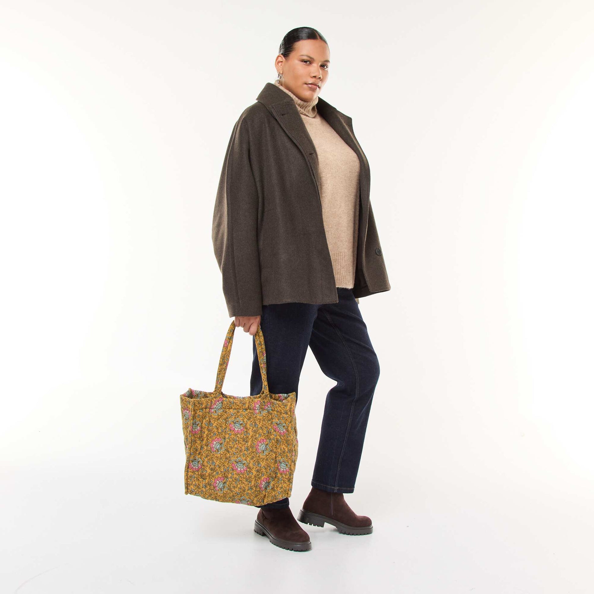 Manteau forme cape façon lainage MARRON
