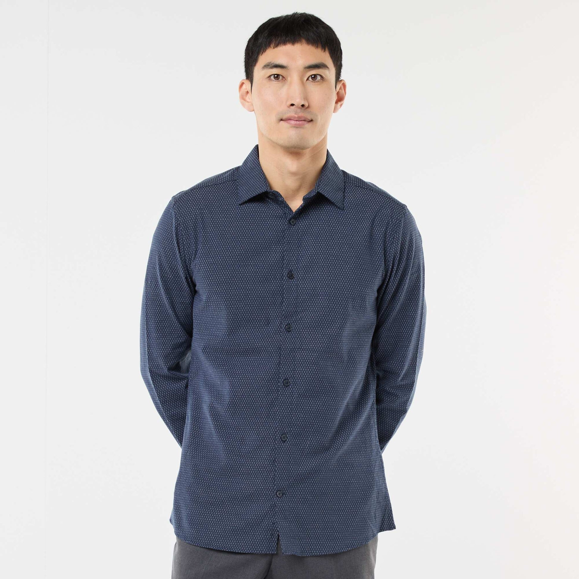 Chemise dobby coupe slim BLEU