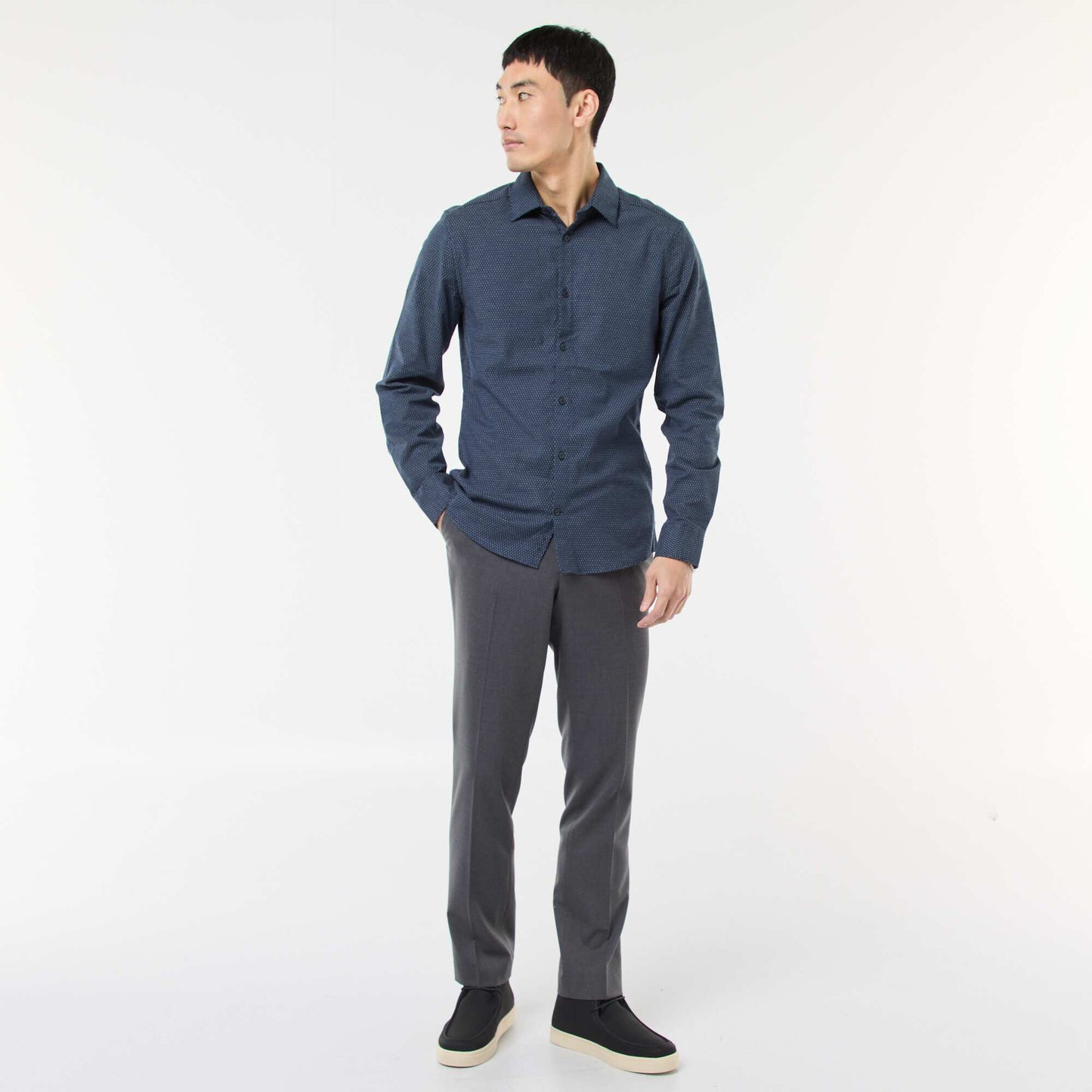 Chemise dobby coupe slim BLEU