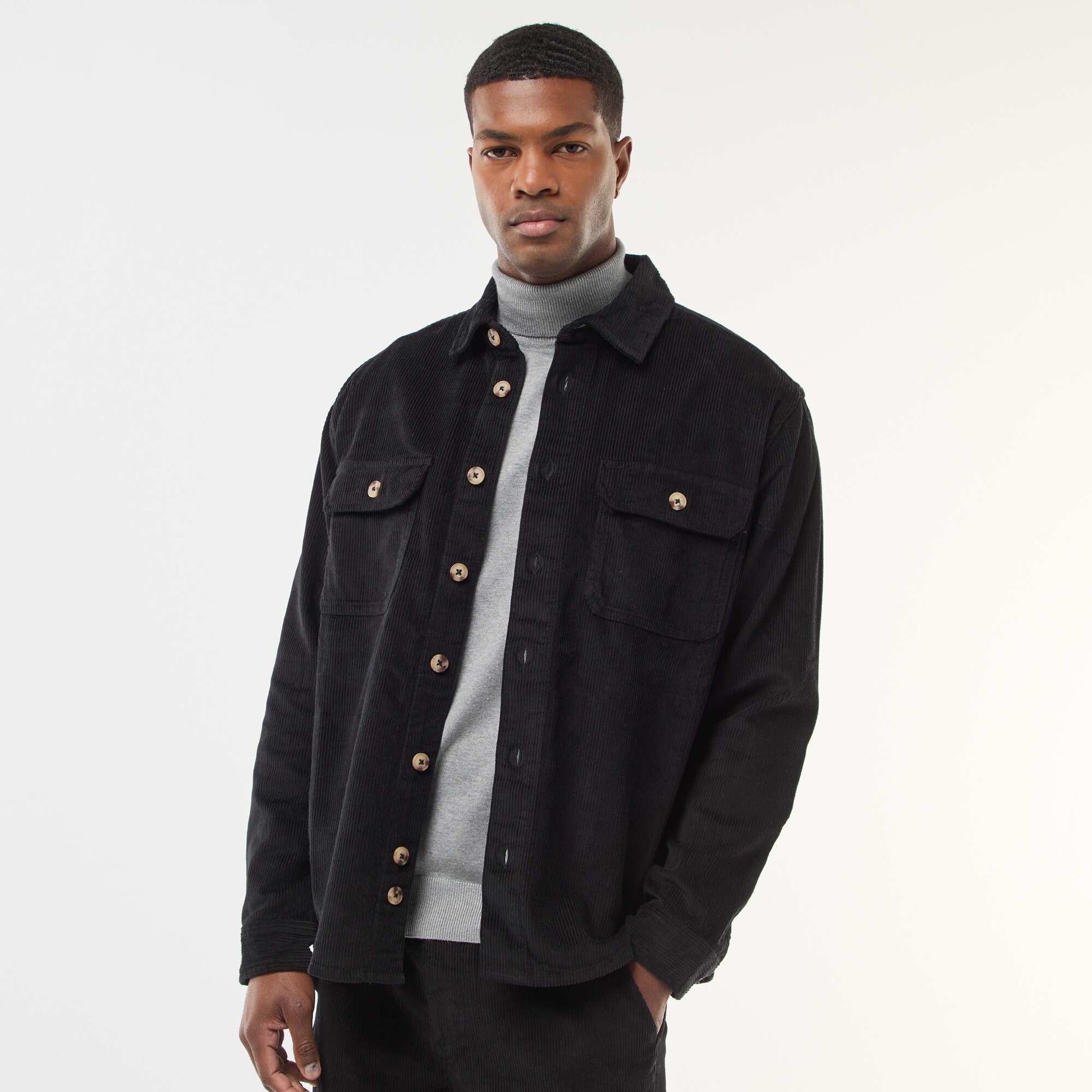 Surchemise en velours coton uni NOIR