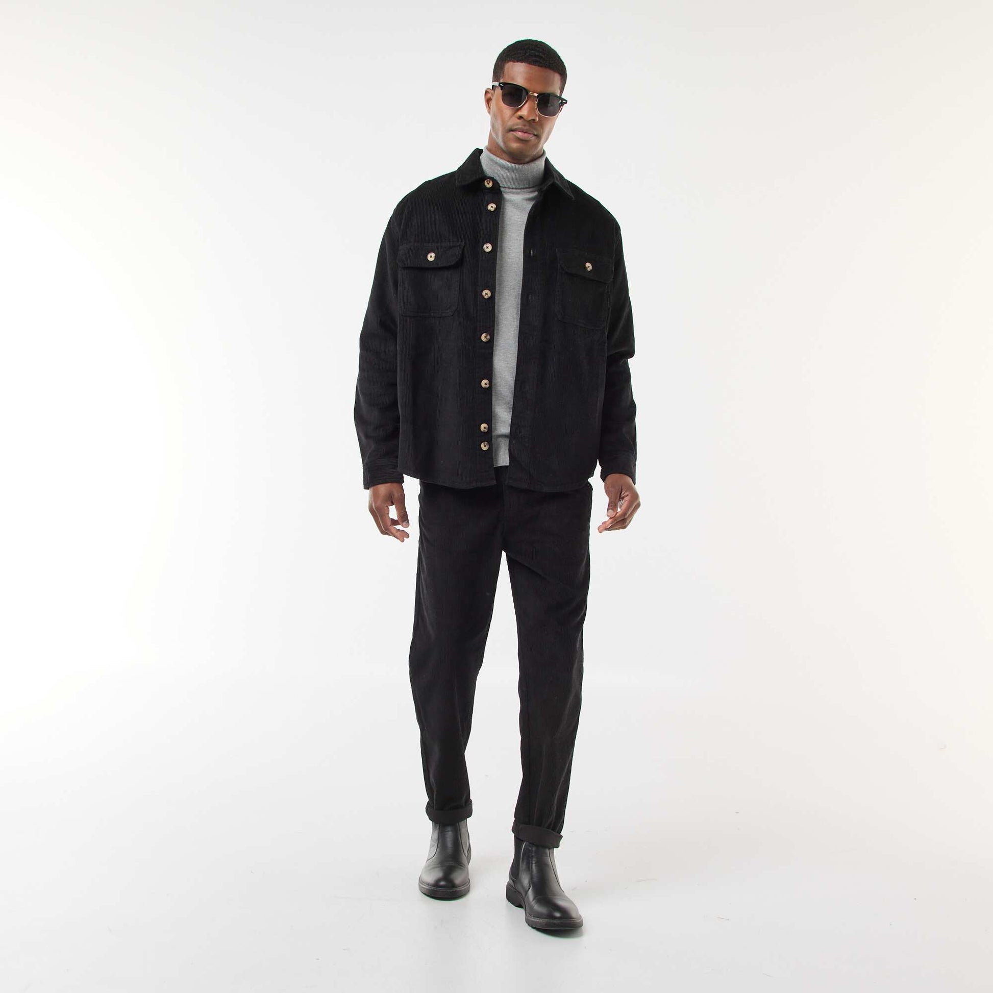 Surchemise en velours coton uni NOIR