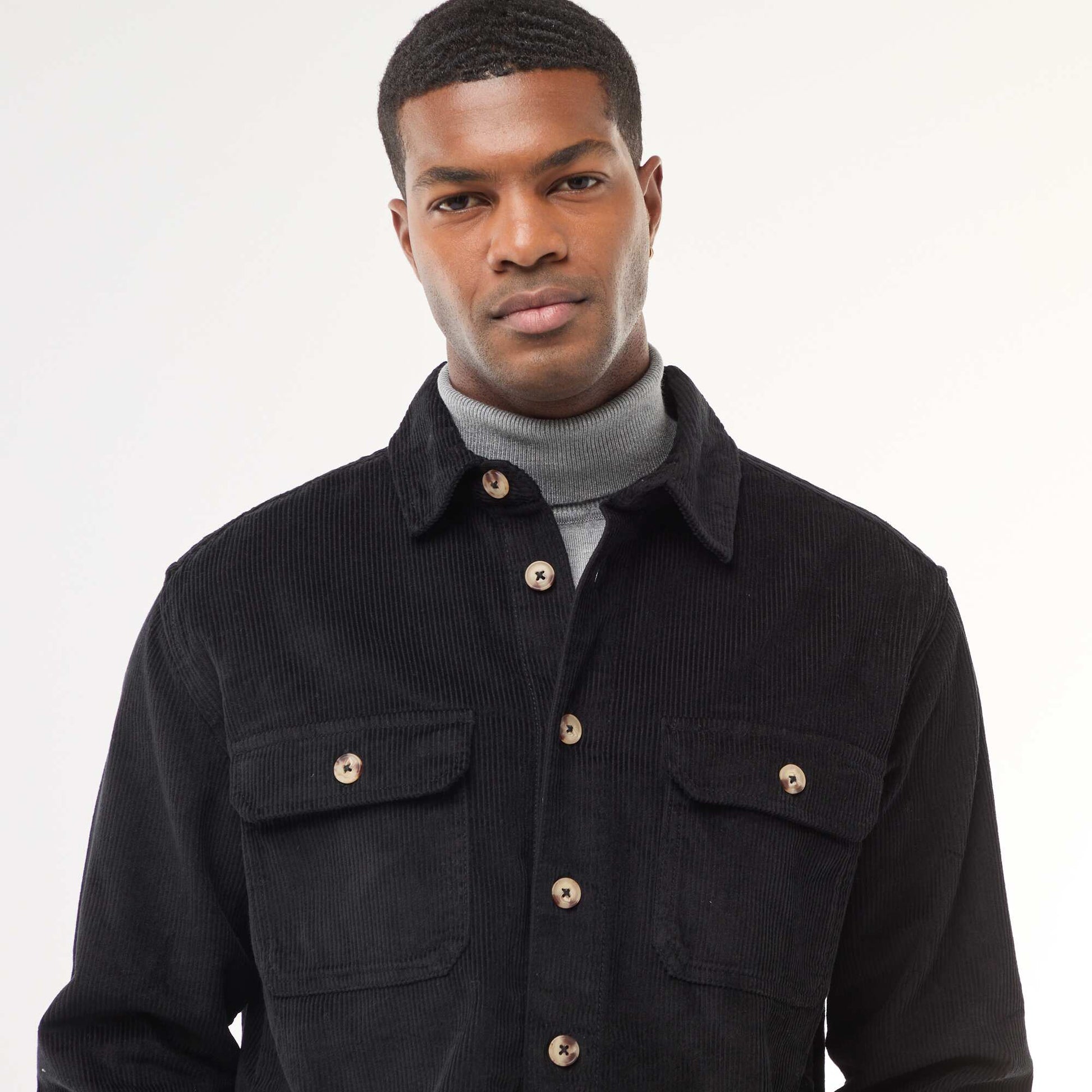 Surchemise en velours coton uni NOIR