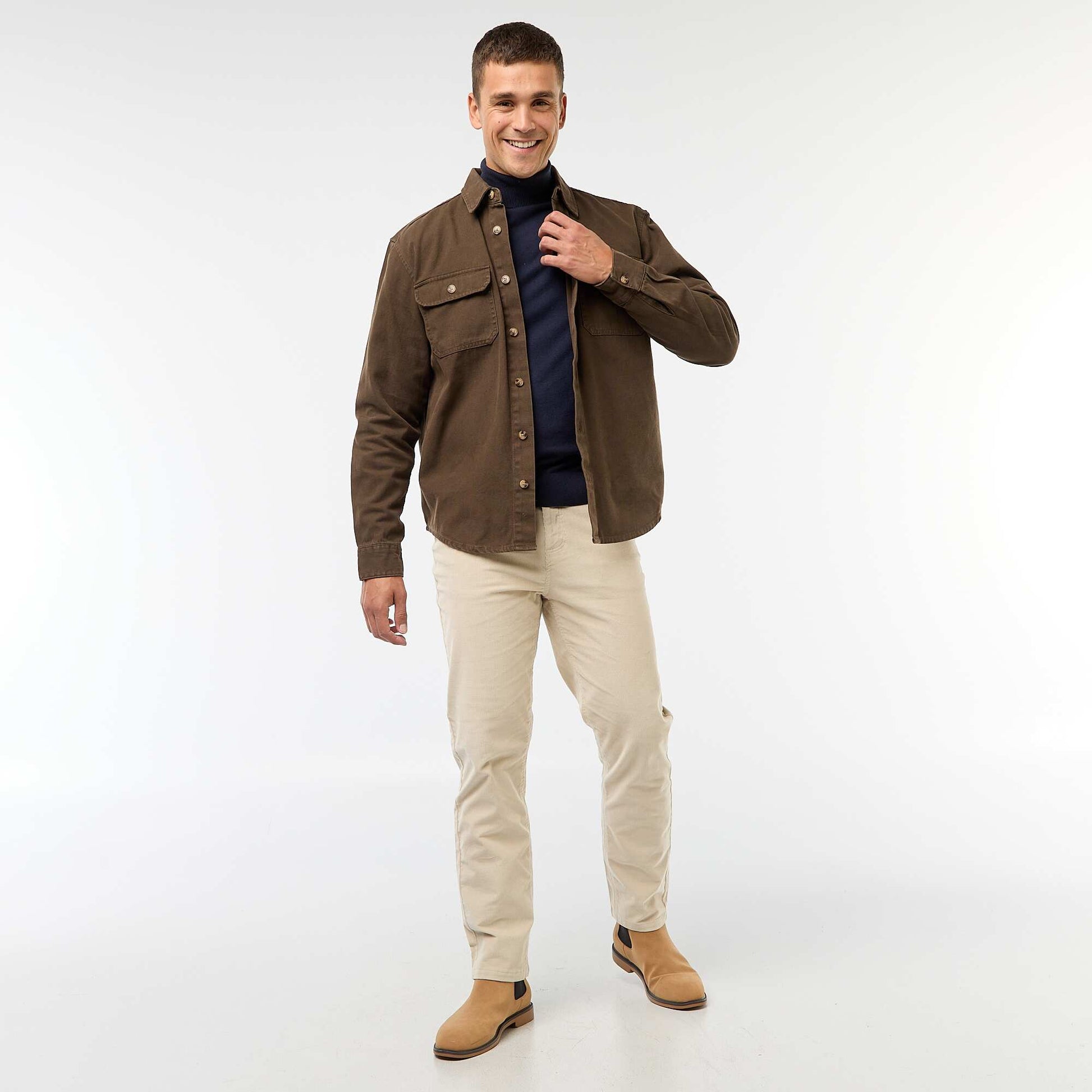 Sur chemise manches longues en coton MARRON