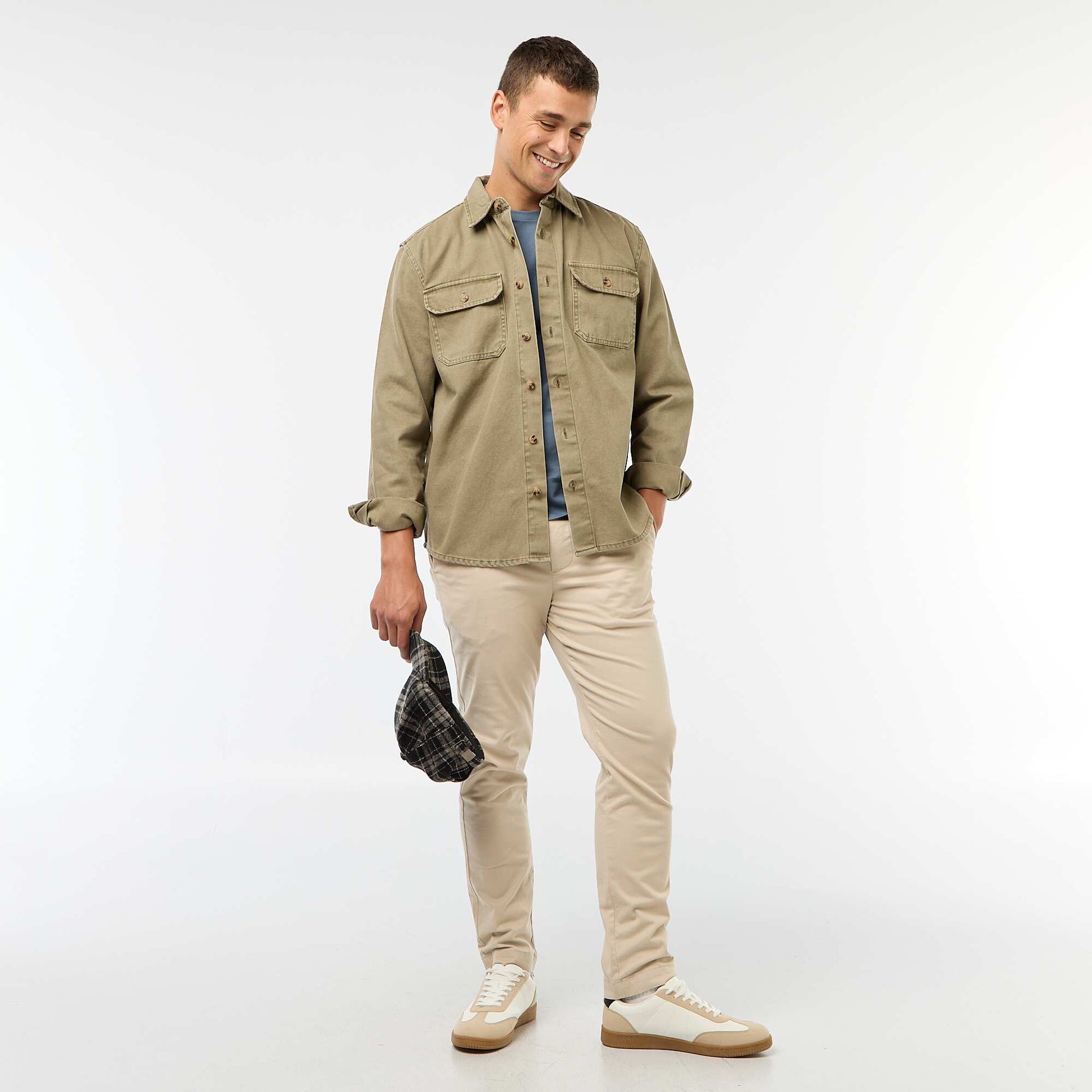 Sur chemise manches longues en coton KAKI