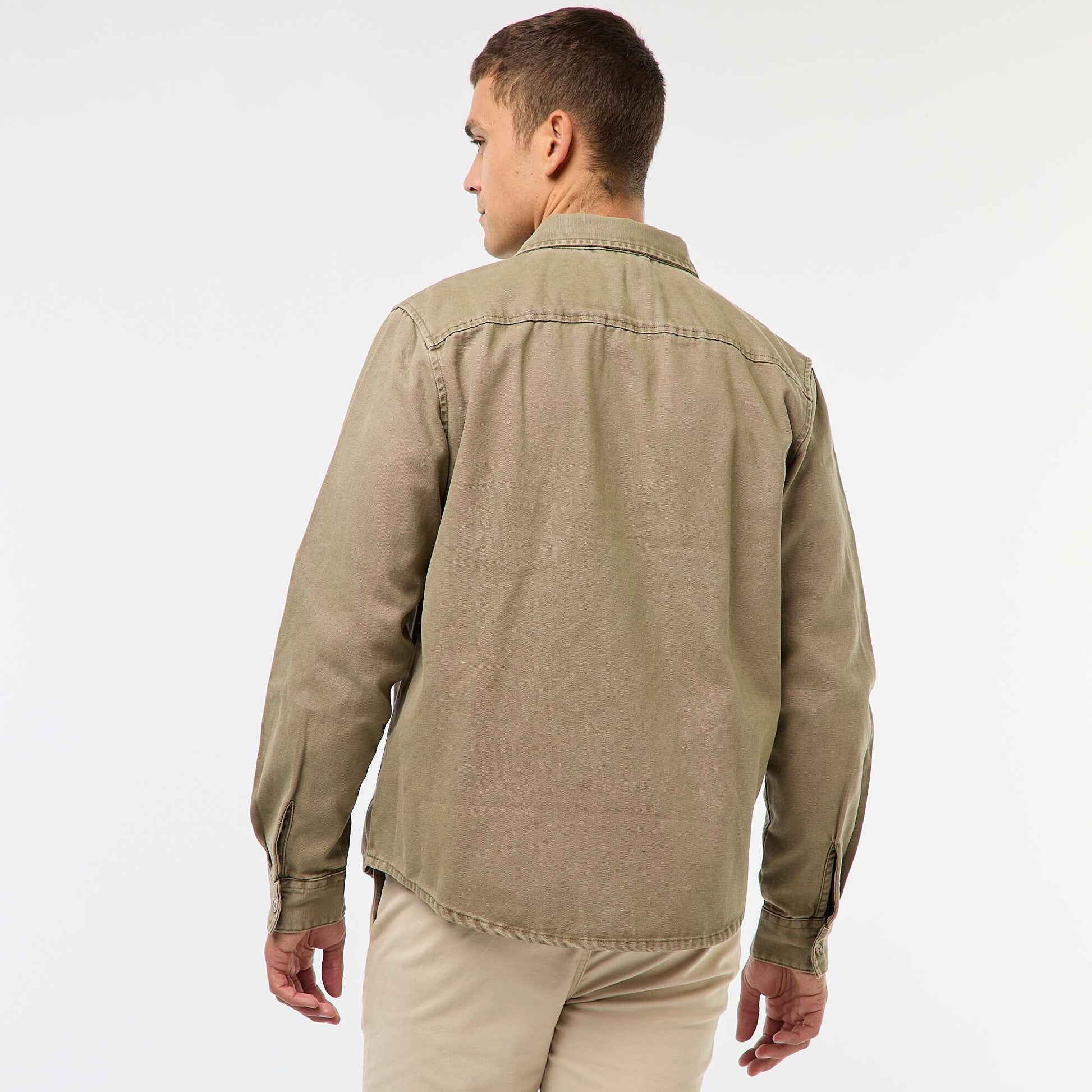 Sur chemise manches longues en coton KAKI