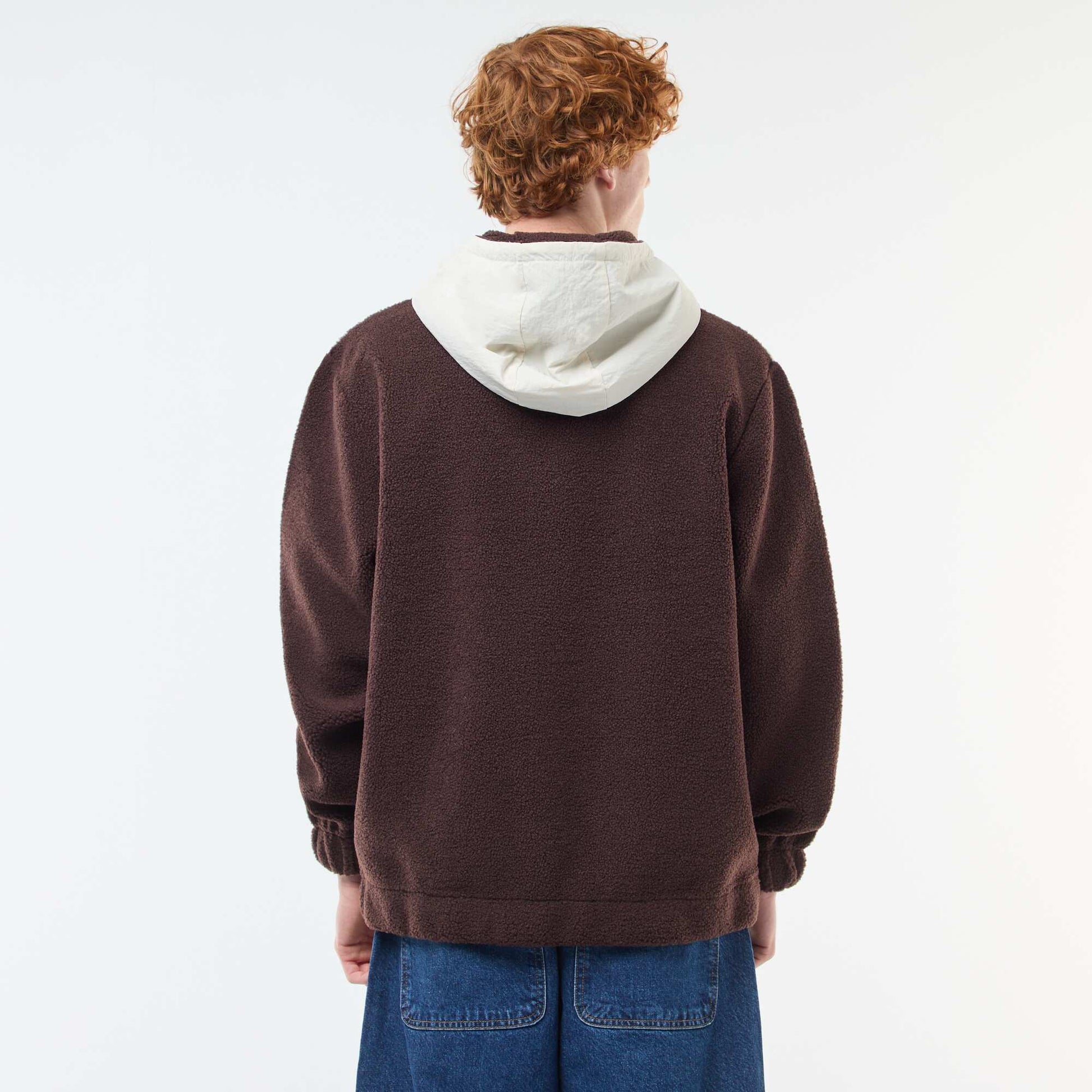 Sweat à capuche zippé bicolore BEIGE