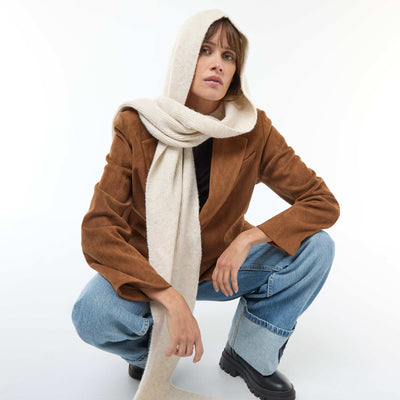 Echarpe en tricot avec capuche intégrée BEIGE
