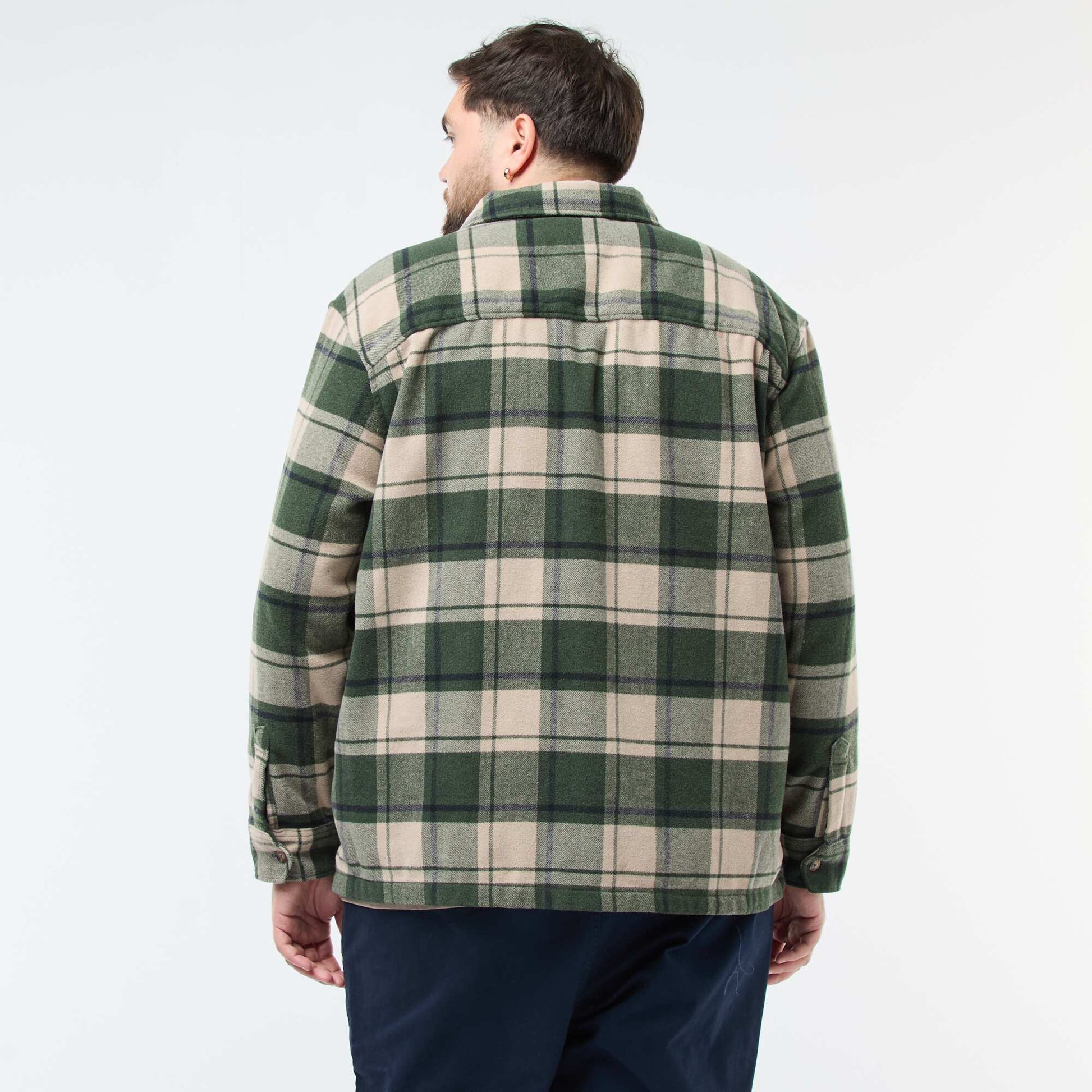 Sur chemise à carreaux en flanelle coton KAKI