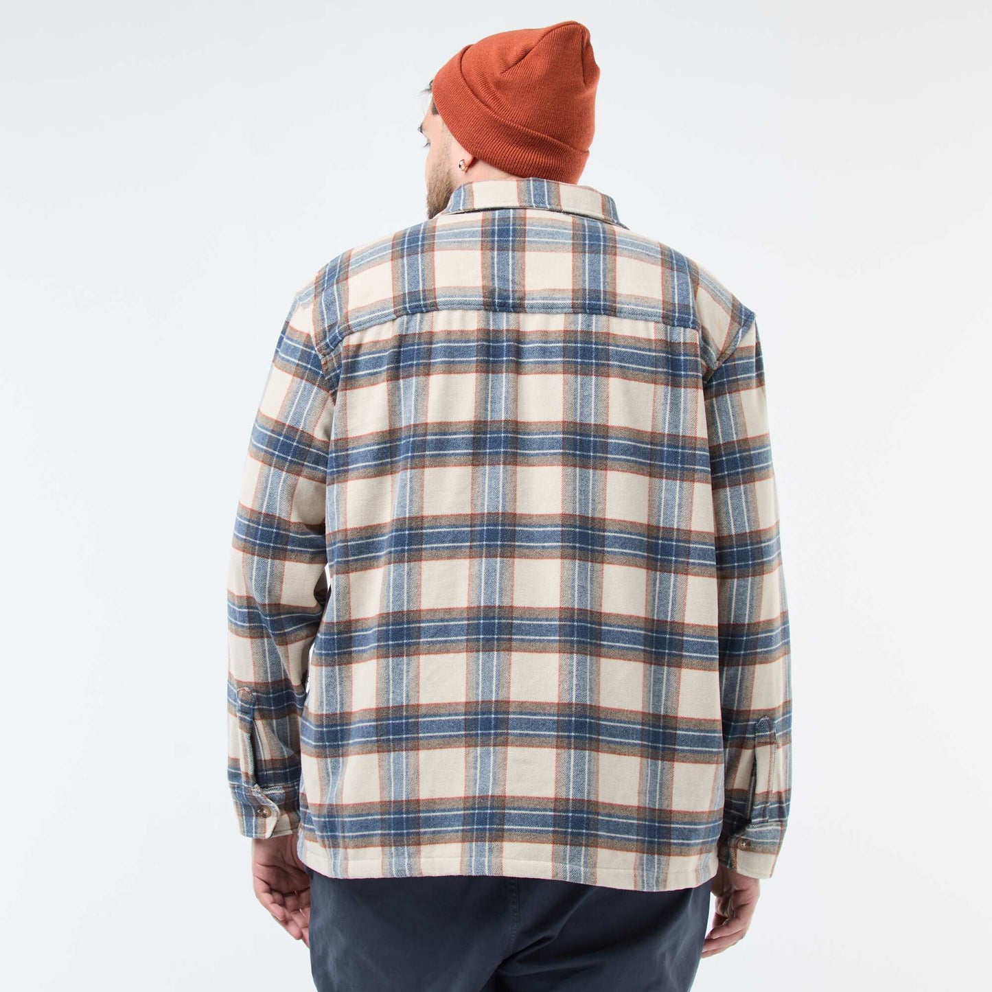 Sur chemise à carreaux en flanelle coton BEIGE
