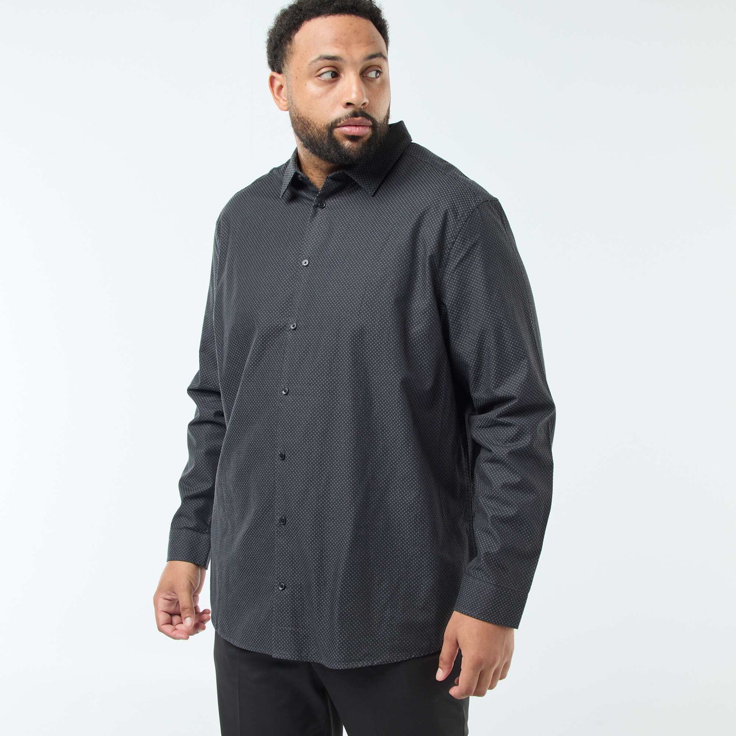 Chemise coupe droite dobby NOIR