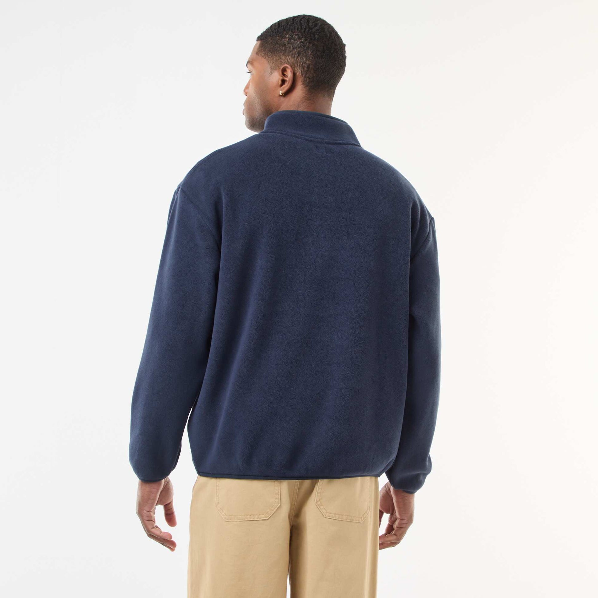 Pull en polaire col camionneur pressionnée BLEU
