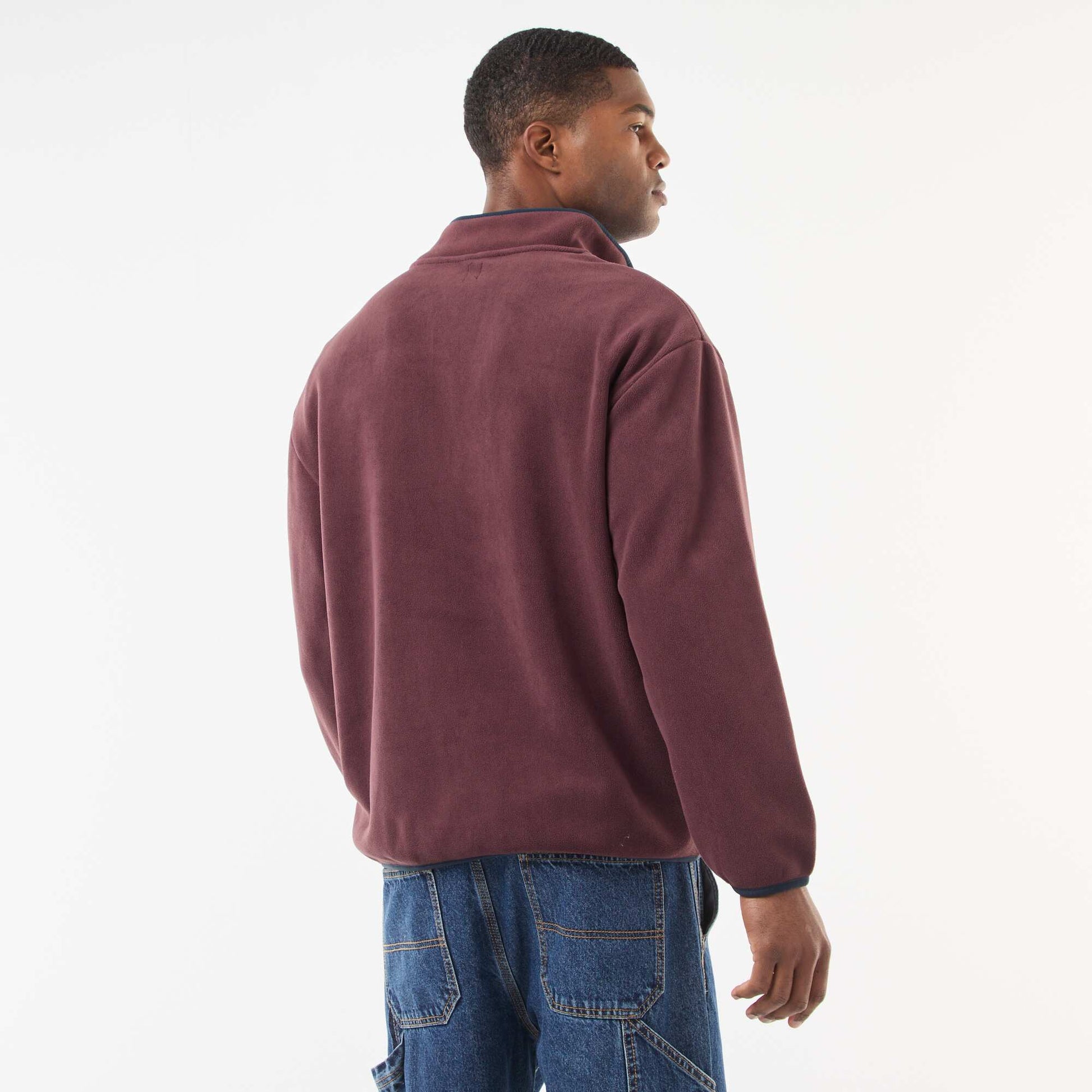 Pull en polaire col camionneur pressionnée VIOLET