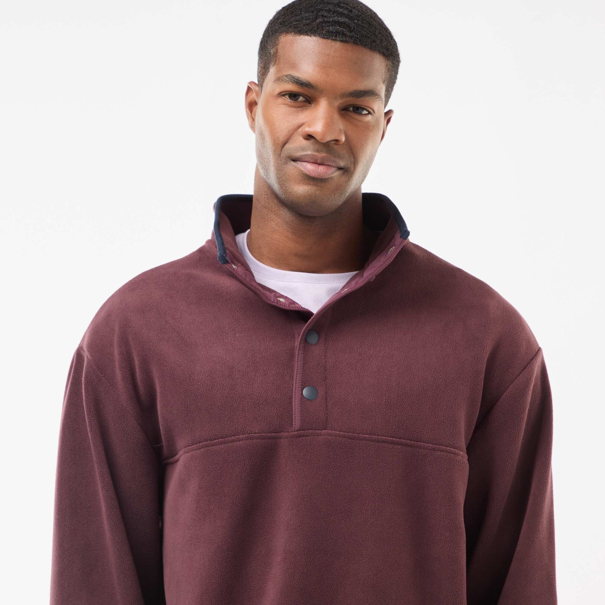 Pull en polaire col camionneur pressionnée VIOLET