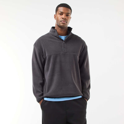 Pull en polaire col camionneur pressionnée NOIR