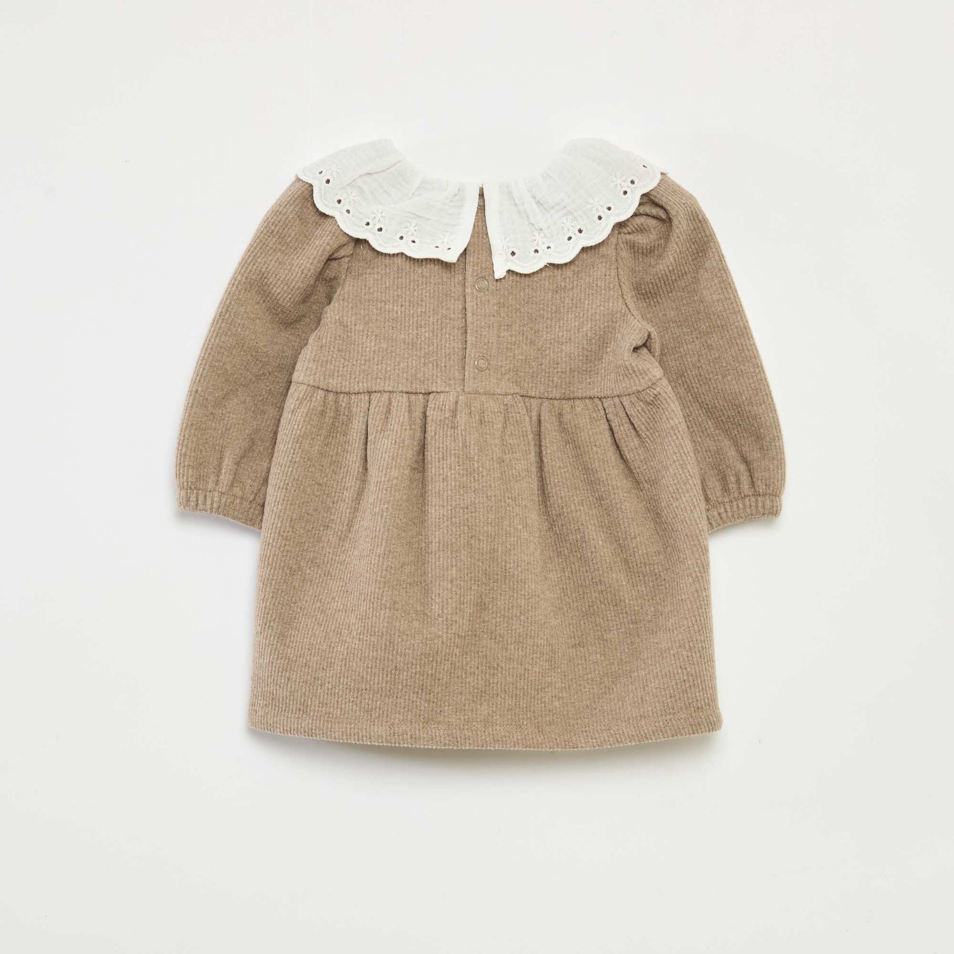 Robe interlock avec grand col gaze de coton BEIGE
