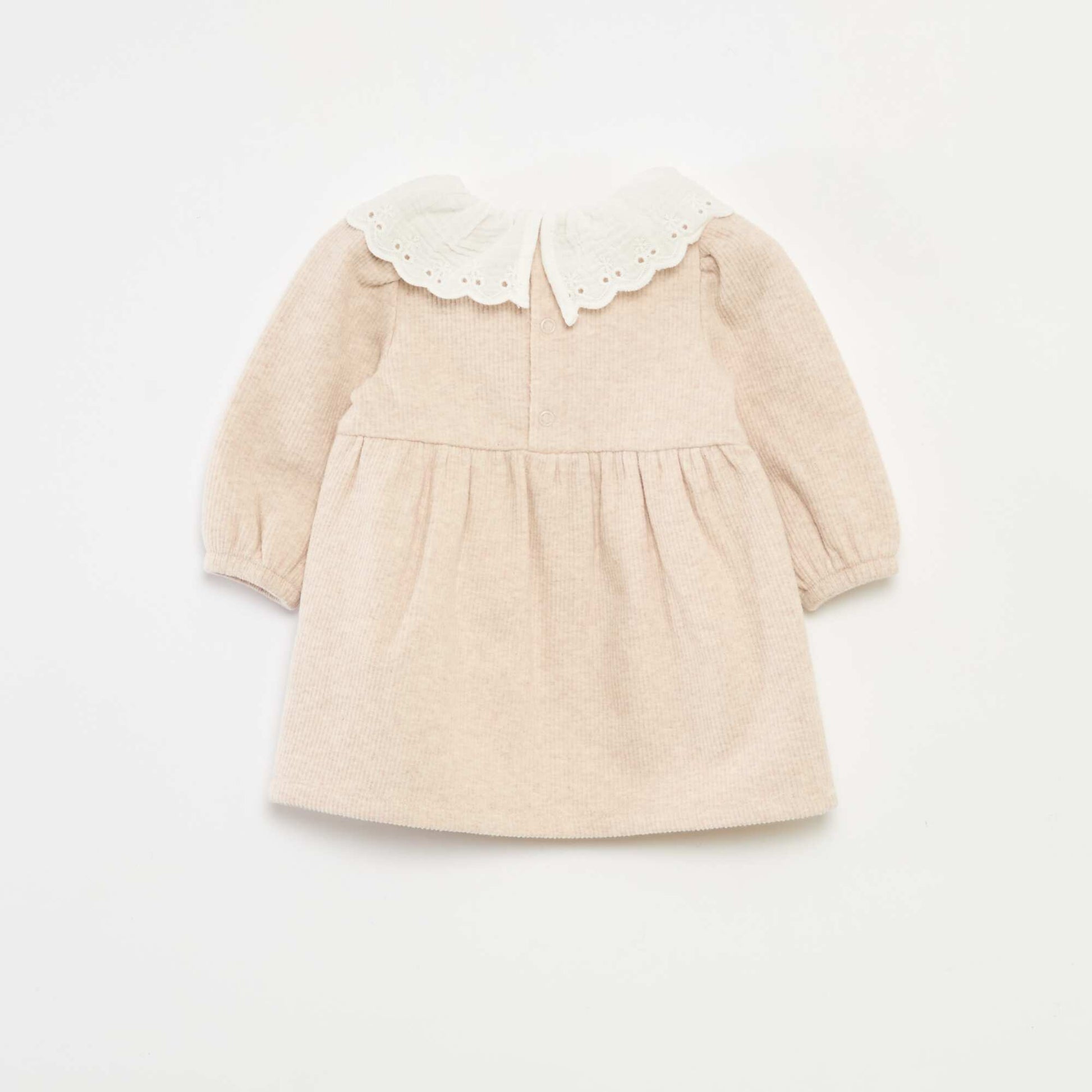 Robe interlock avec grand col gaze de coton BEIGE