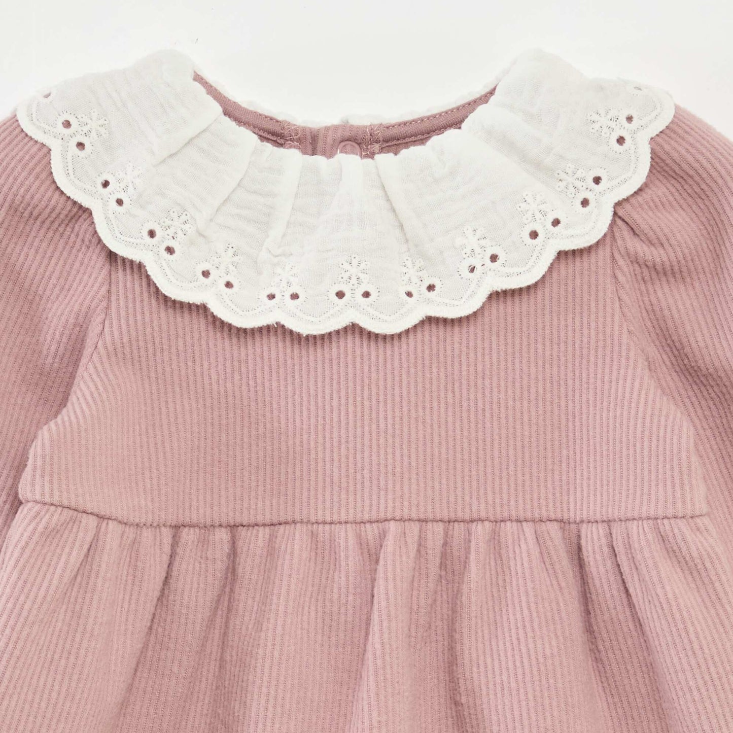 Robe interlock avec grand col gaze de coton ROSE
