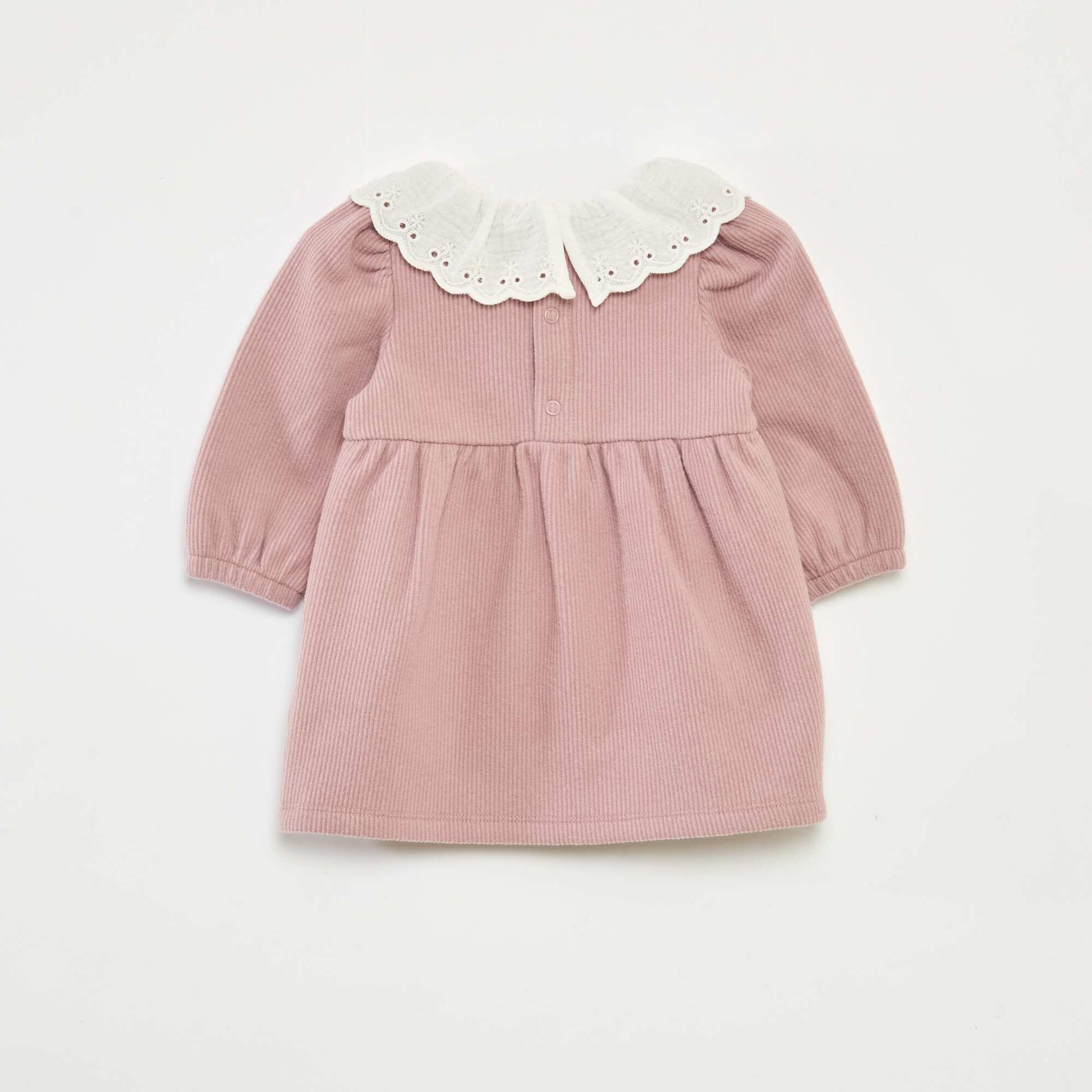 Robe interlock avec grand col gaze de coton ROSE